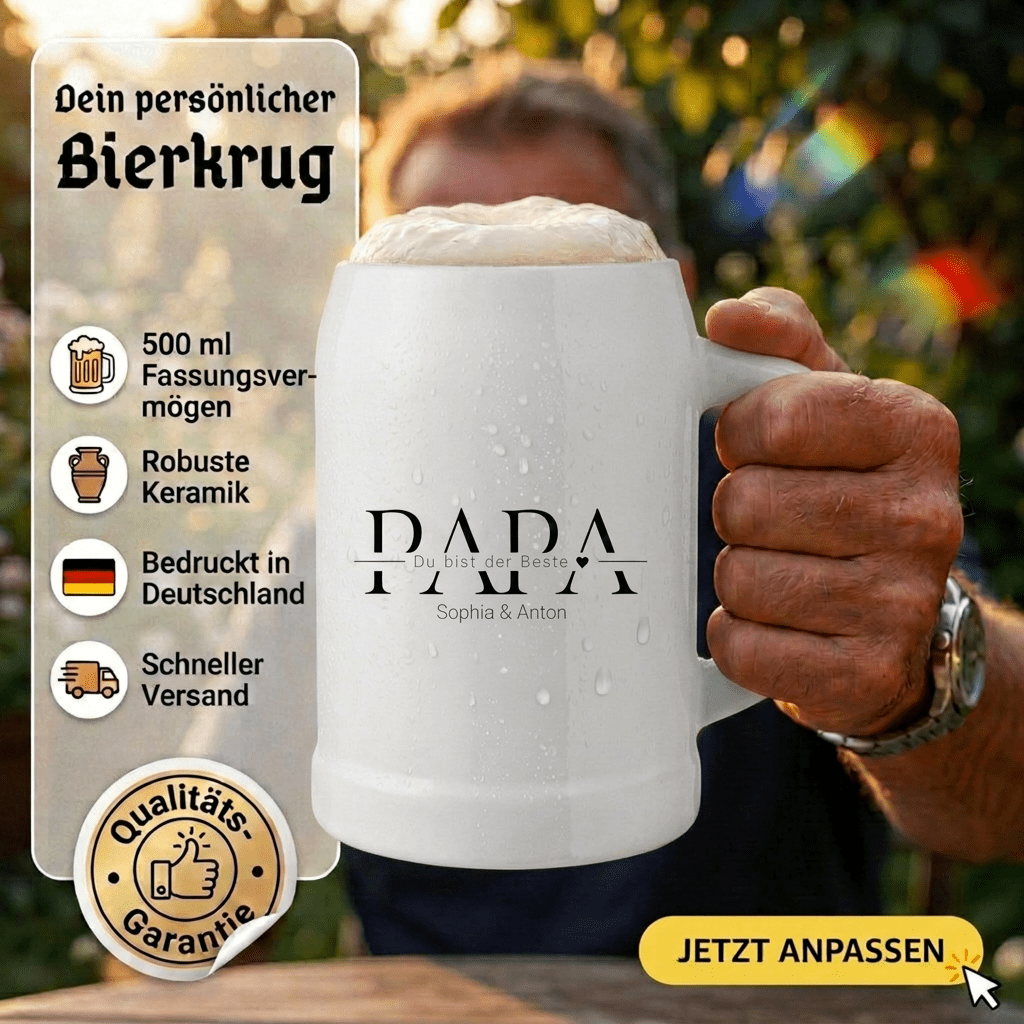 Bierkrug Keramik personalisiert - Papa - Abenteuernah