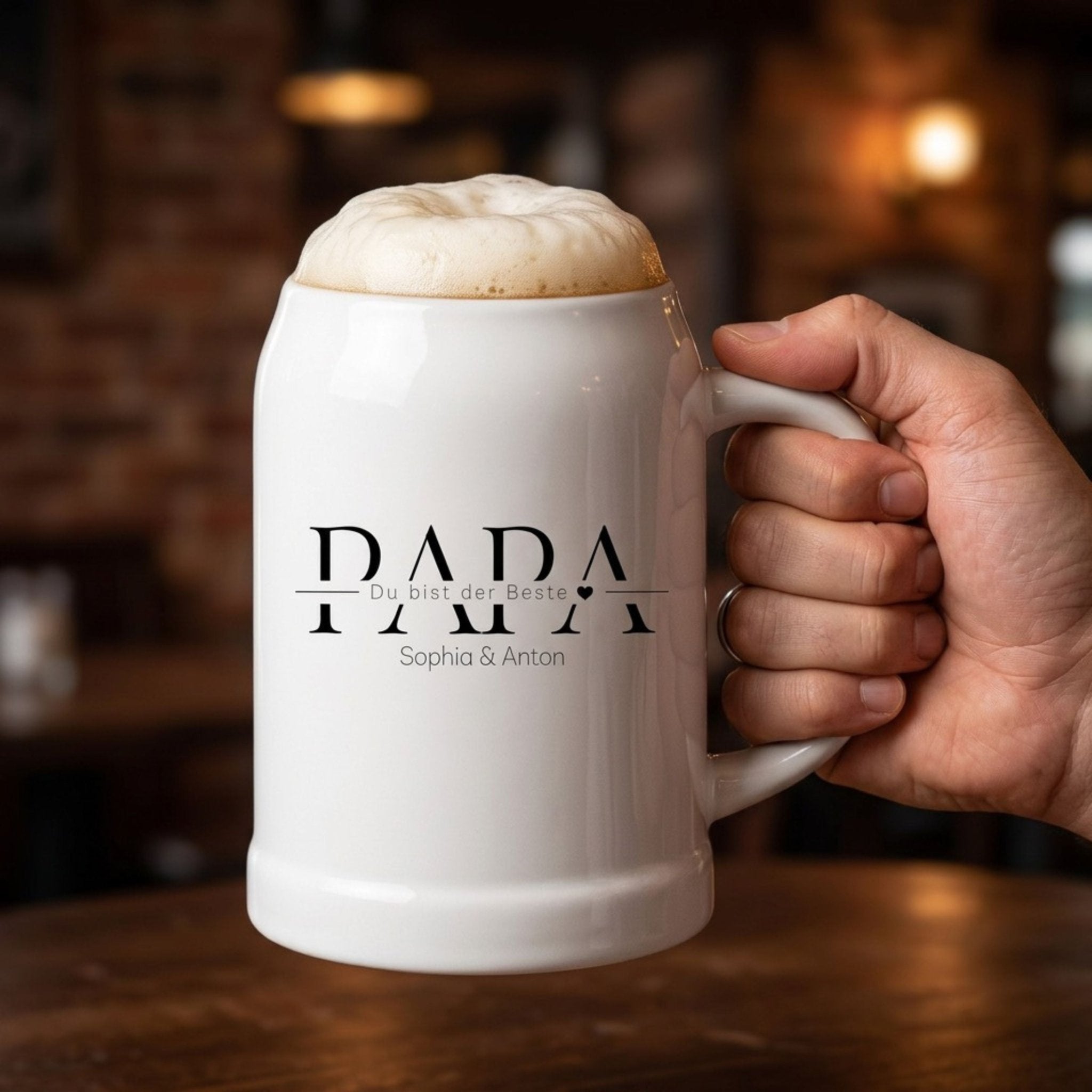 Bierkrug Keramik personalisiert - Papa - Abenteuernah