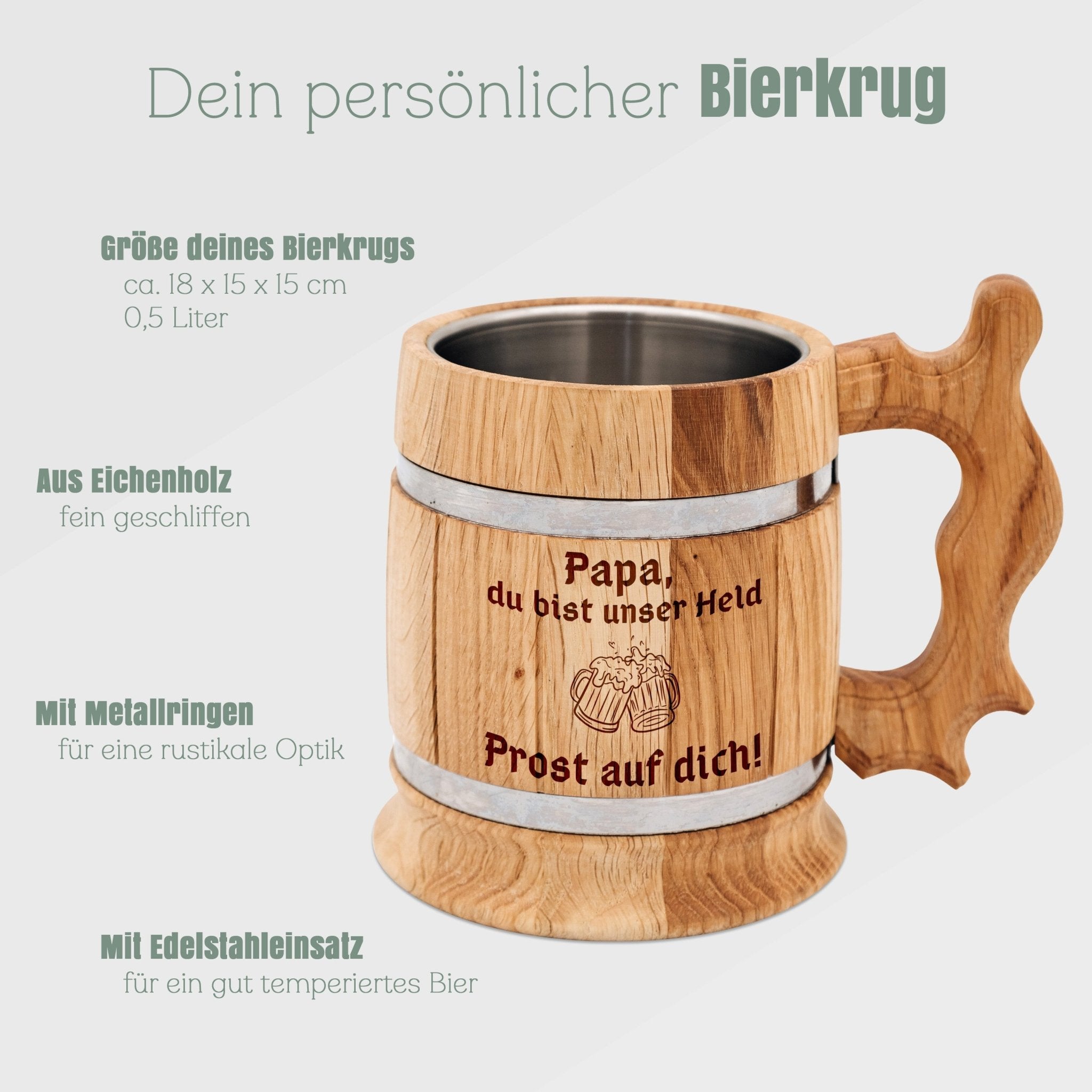 Bierkrug - Papa, du bist unser Held - Abenteuernah