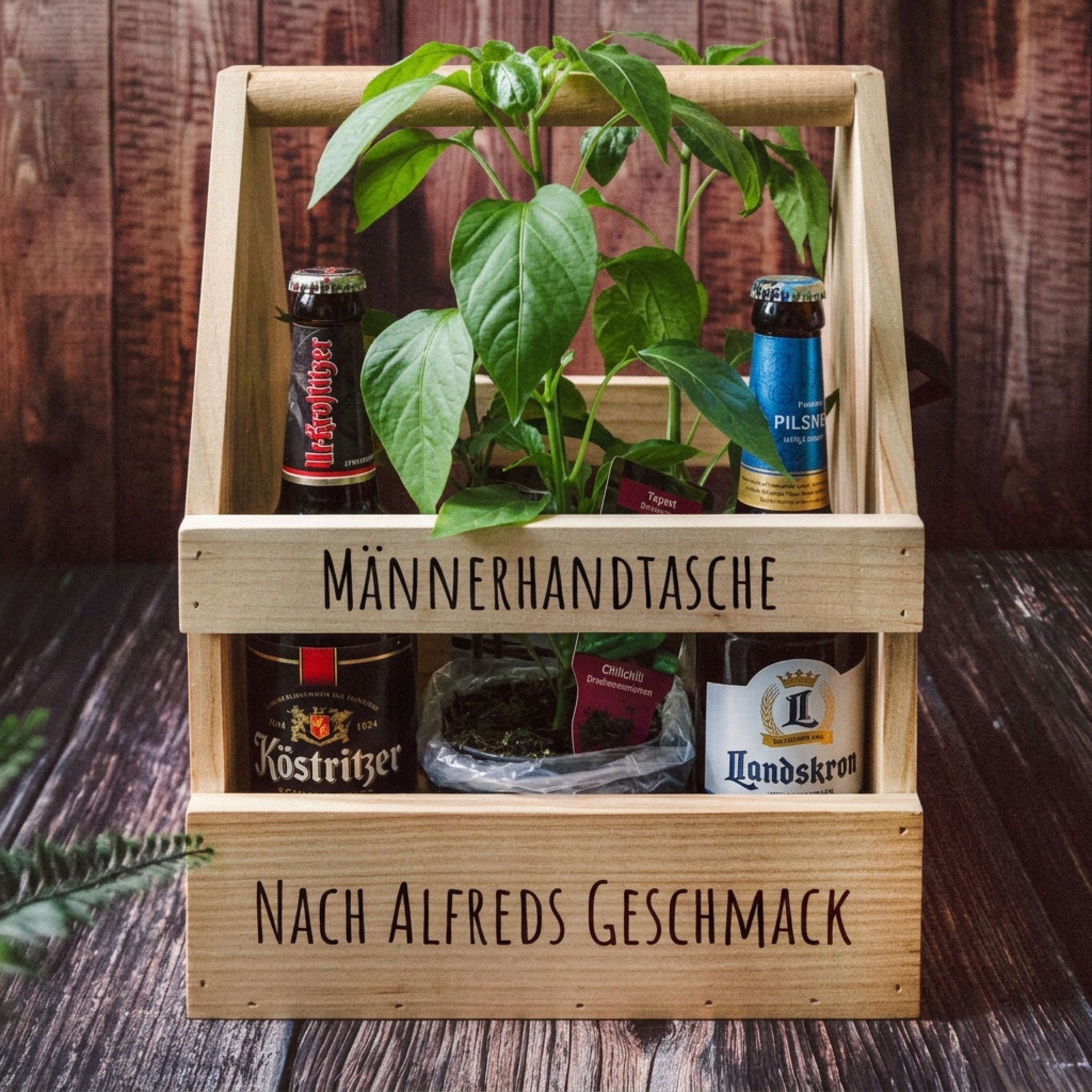 Bierträger Holz - Männerhandtasche Geschmack - Abenteuernah