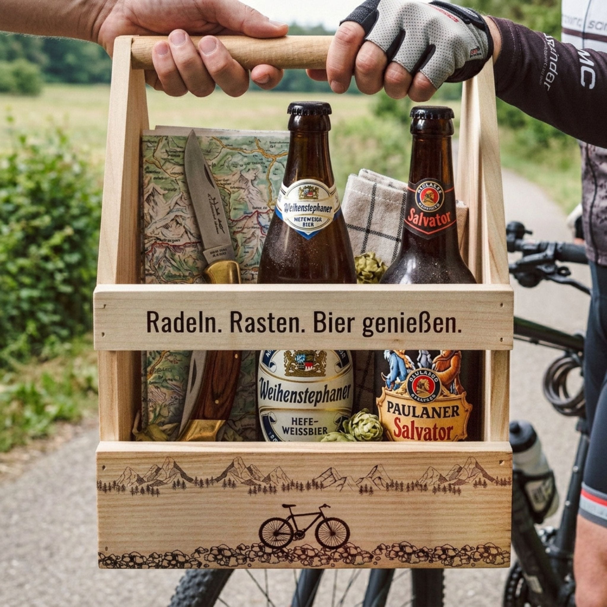 Bierträger Holz - Radeln. Rasten. Bier genießen. - Abenteuernah