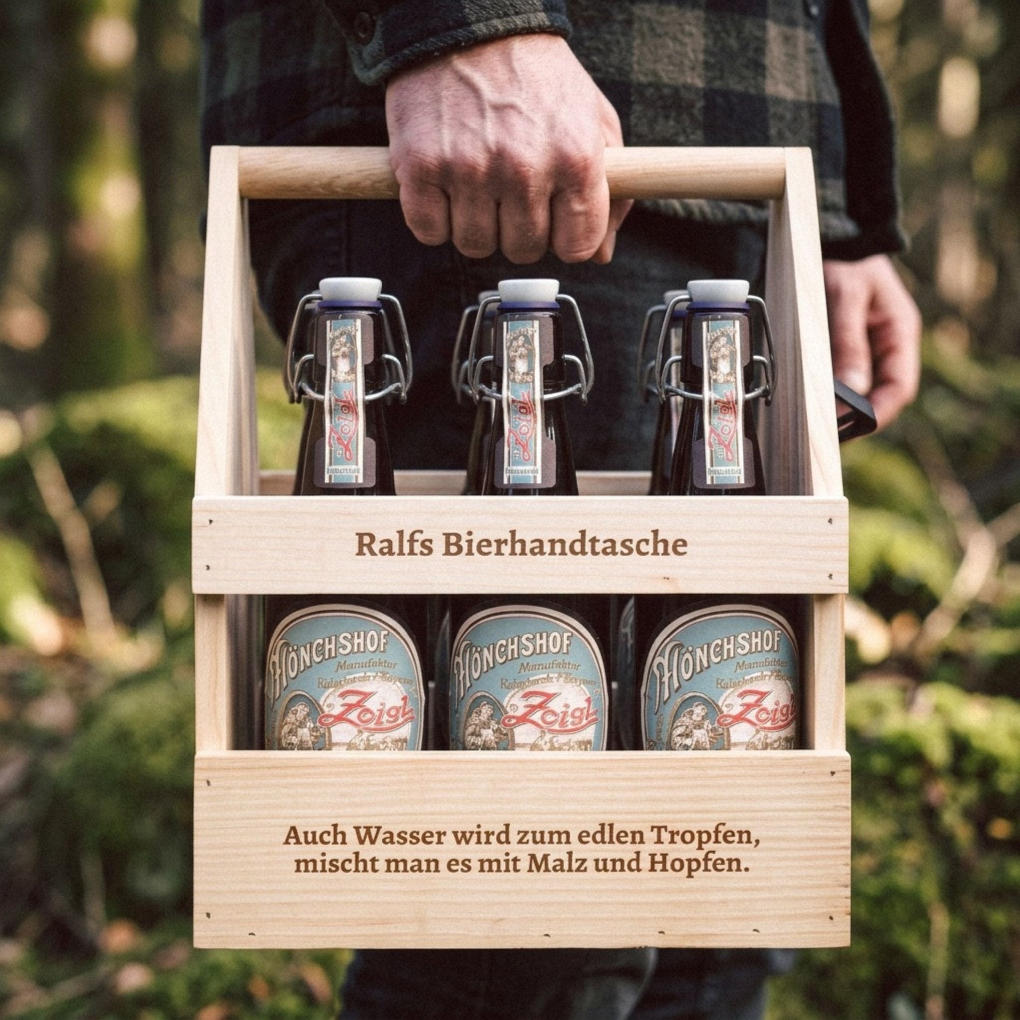 Bierträger Holz - Wasser mit Malz und Hopfen - Abenteuernah