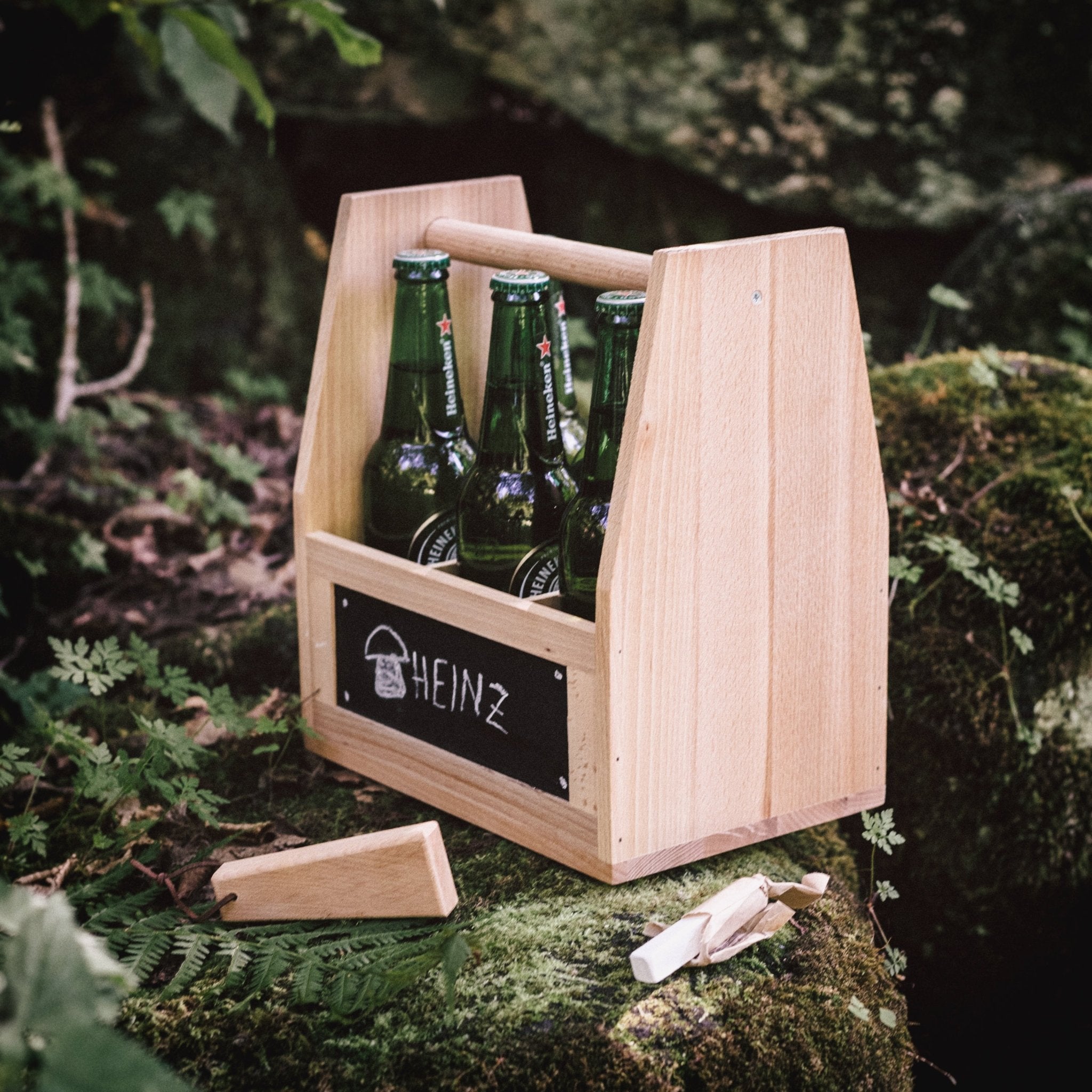 Bierträger Holz mit Tafel - Abenteuernah