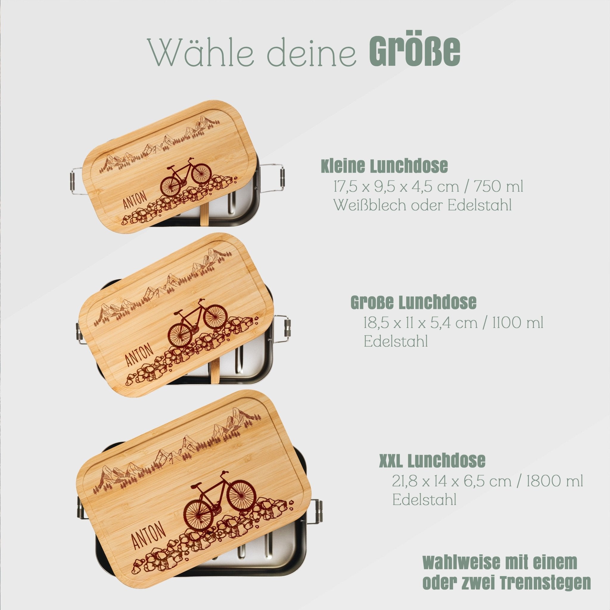 Brotdose Edelstahl - Fahrrad Kieselsteine - Abenteuernah