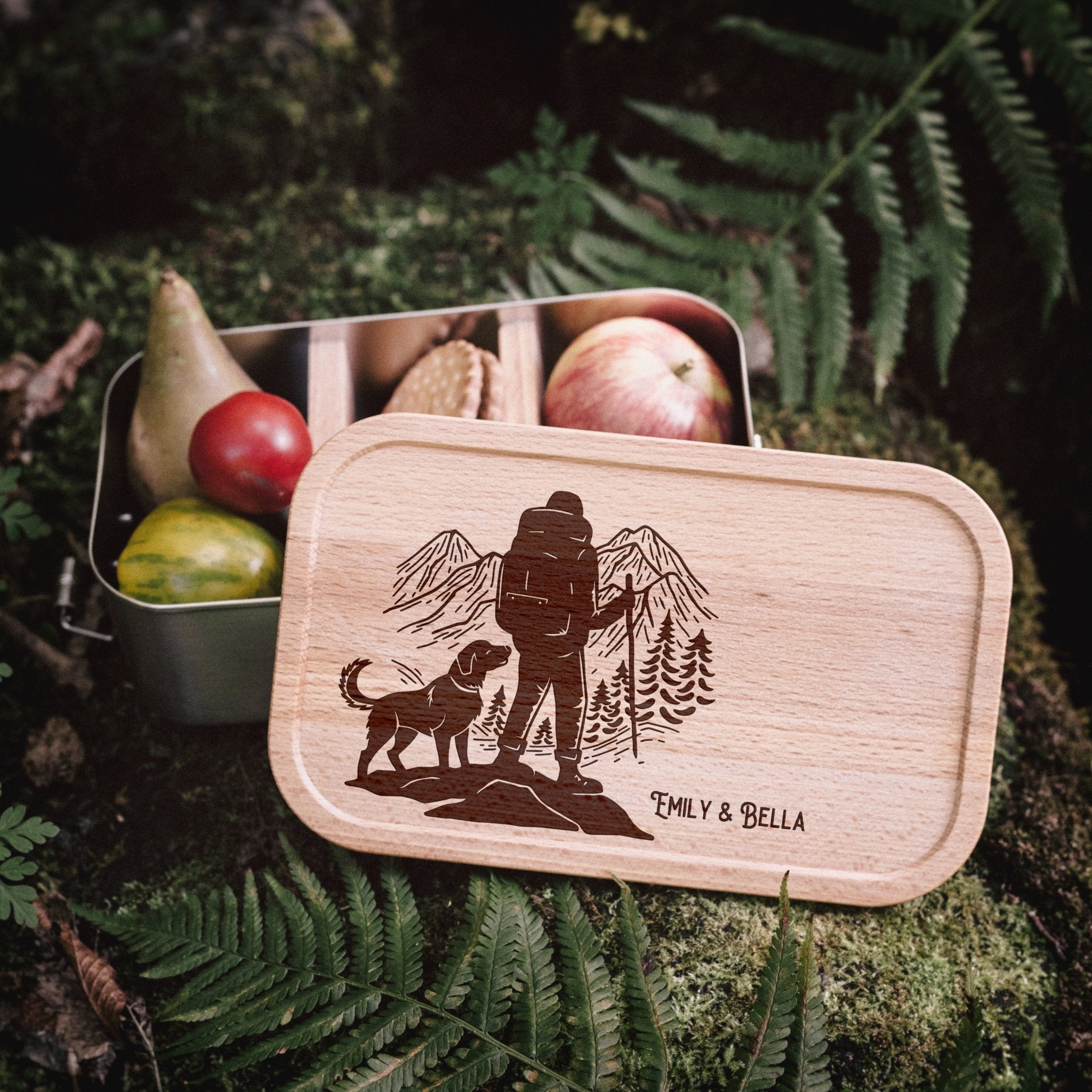 Brotdose Edelstahl mit Buchendeckel - Wanderbuddy - Abenteuernah