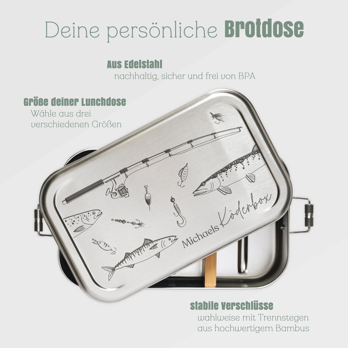 Brotdose Volledelstahl silber - Köderbox Angelzubehör - Abenteuernah