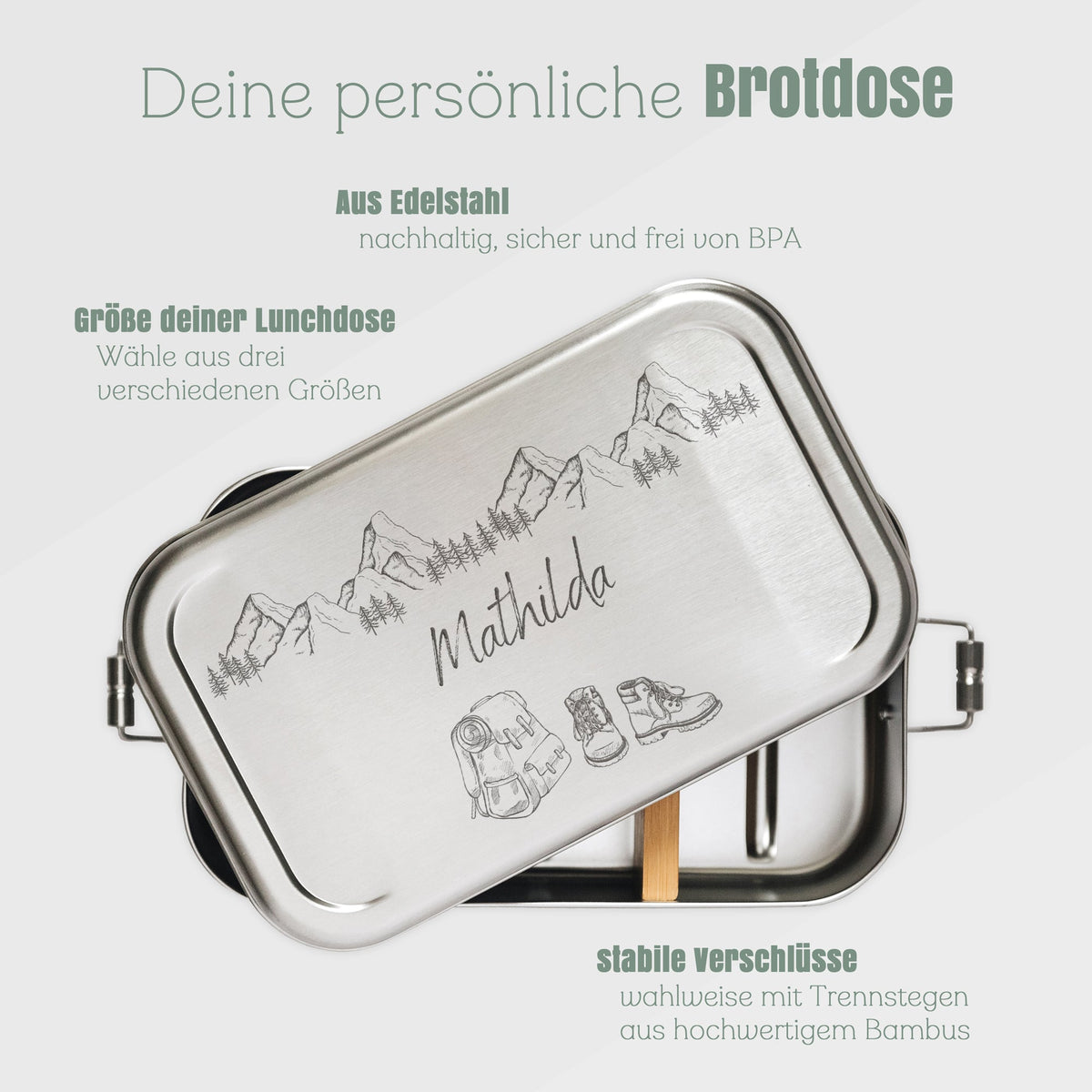 Brotdose Volledelstahl silber - Wanderausrüstung Berge - Abenteuernah