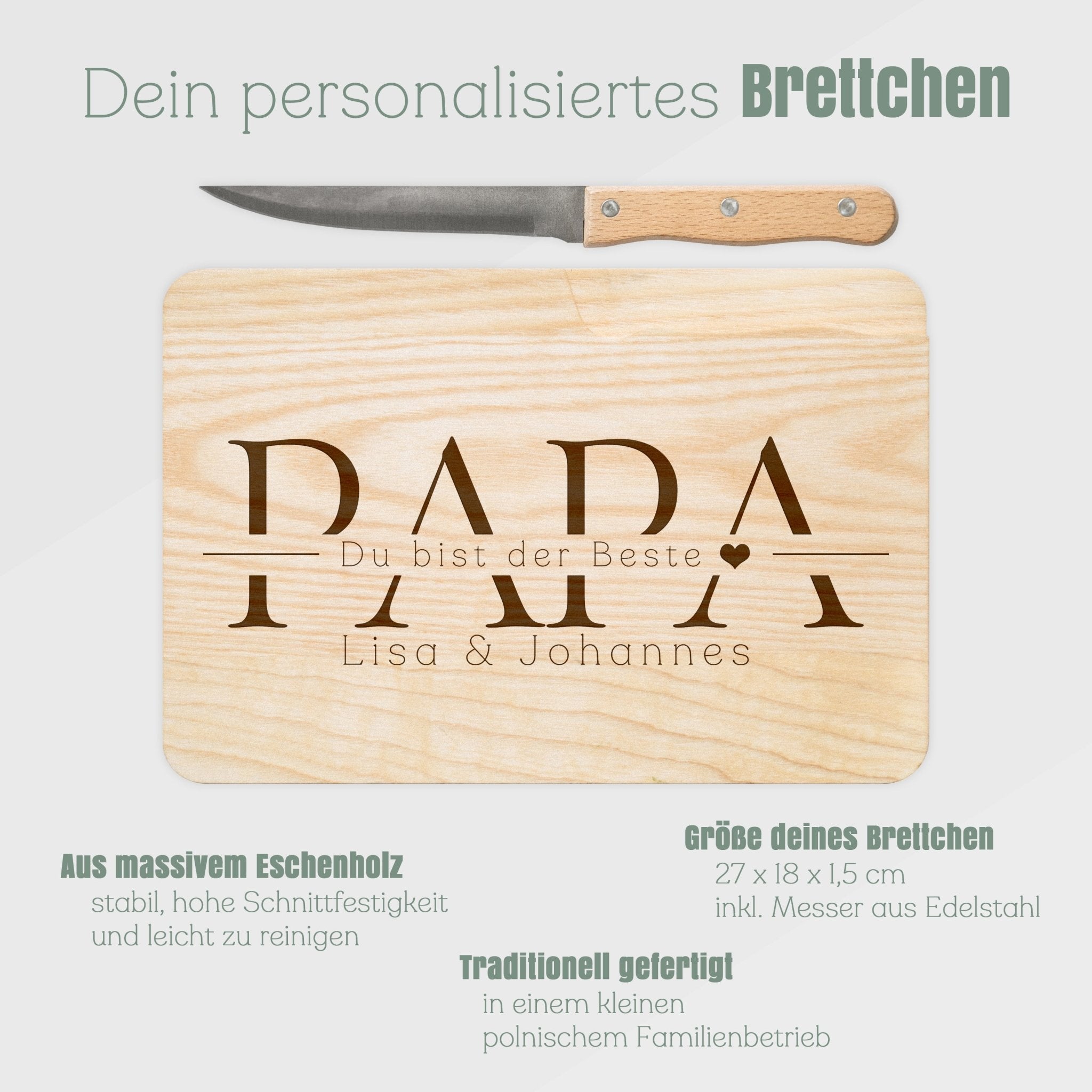 Brotzeitbrett mit Messer - Papa Du bist der Beste - Abenteuernah