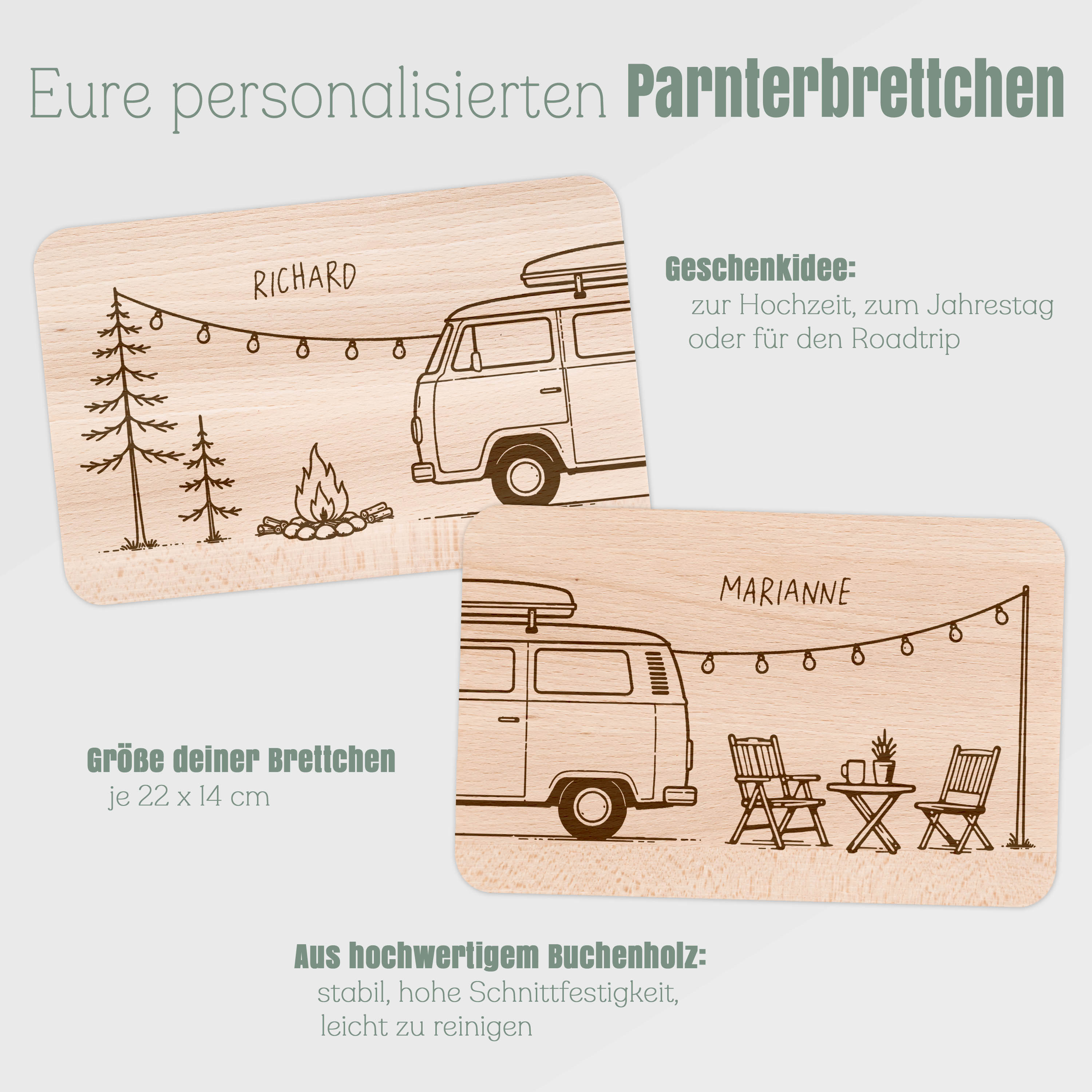 Partnerbrettchen Buche - Camper