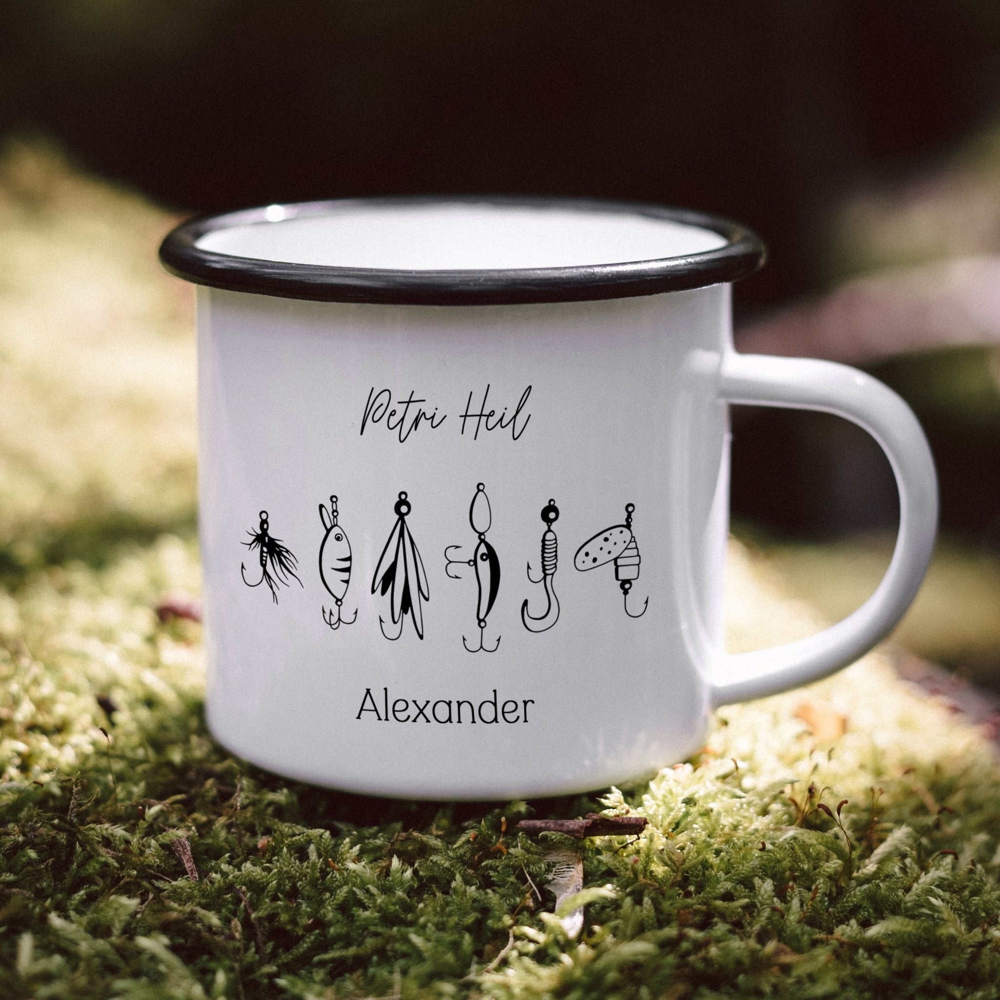 Emaille Tasse - Angelhaken "Petri Heil" - Abenteuernah