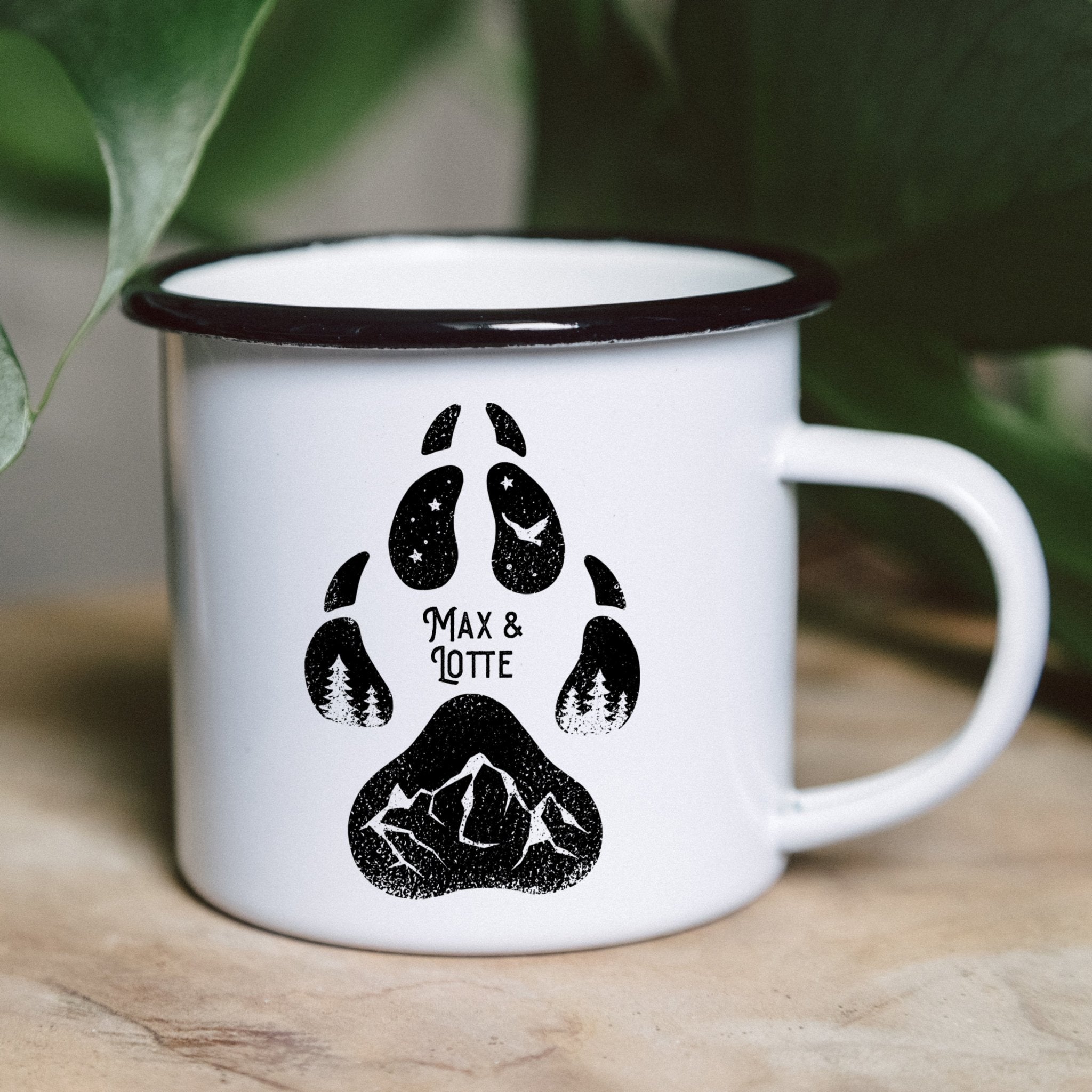 Emaille Tasse - Hundepfote - Abenteuernah