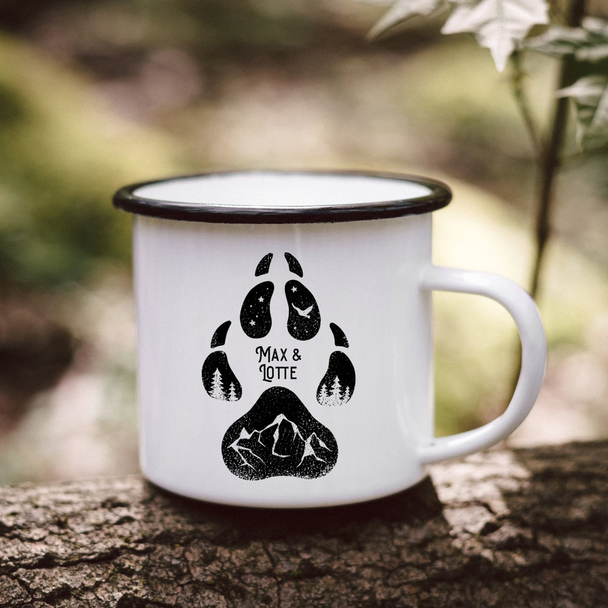 Emaille Tasse - Hundepfote - Abenteuernah