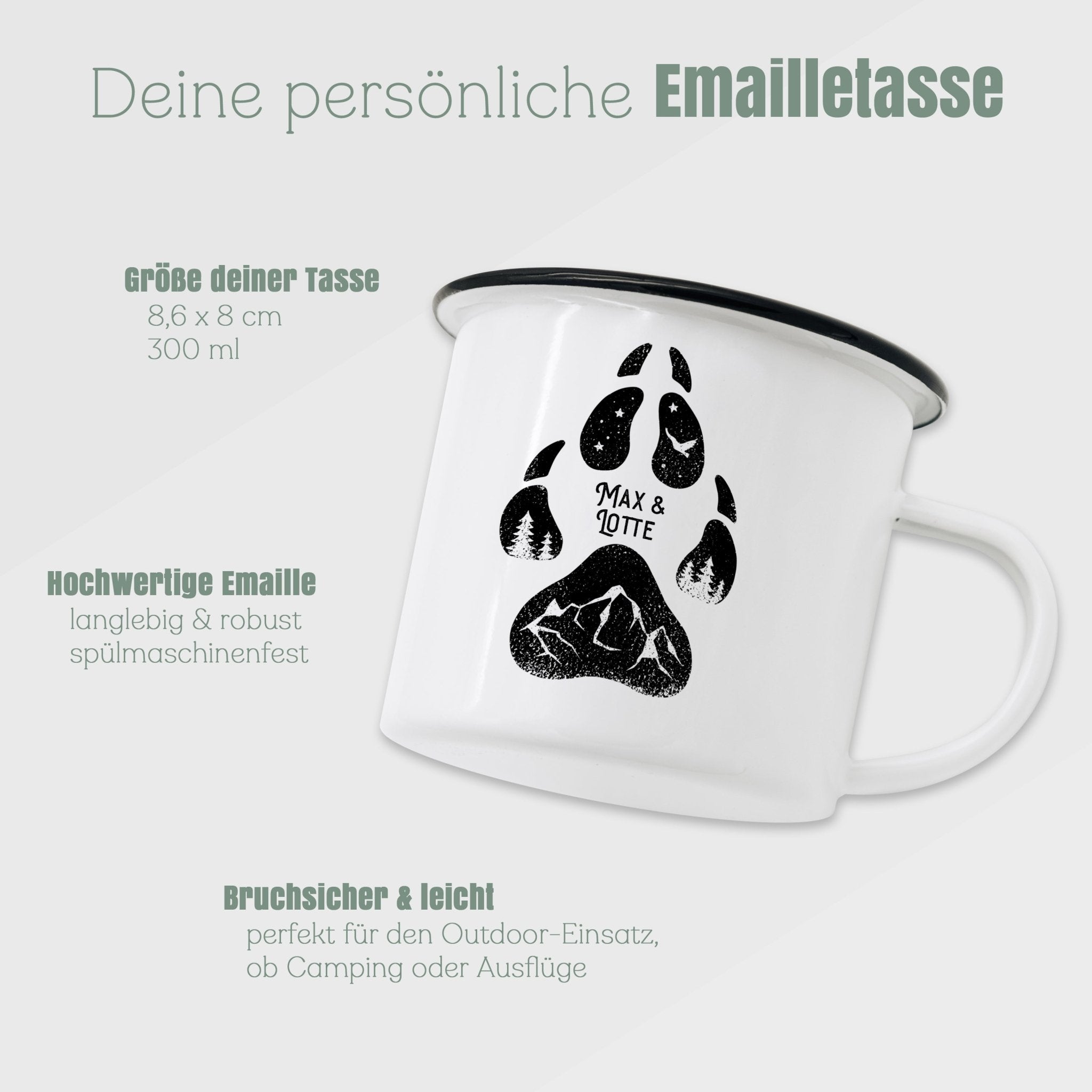 Emaille Tasse - Hundepfote - Abenteuernah
