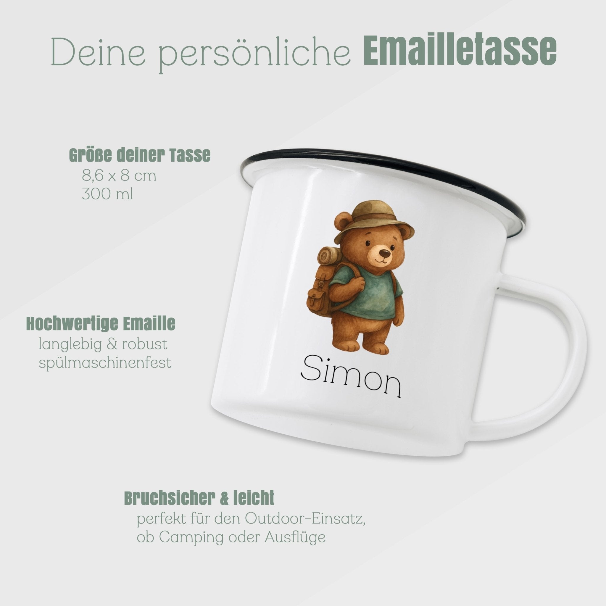 Emaille Tasse - Pfadfinder - Bär - Abenteuernah