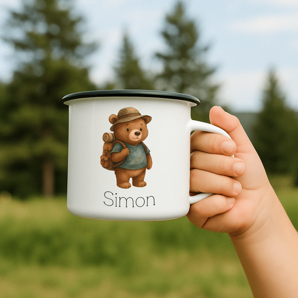 Emaille Tasse - Pfadfinder - Bär - Abenteuernah