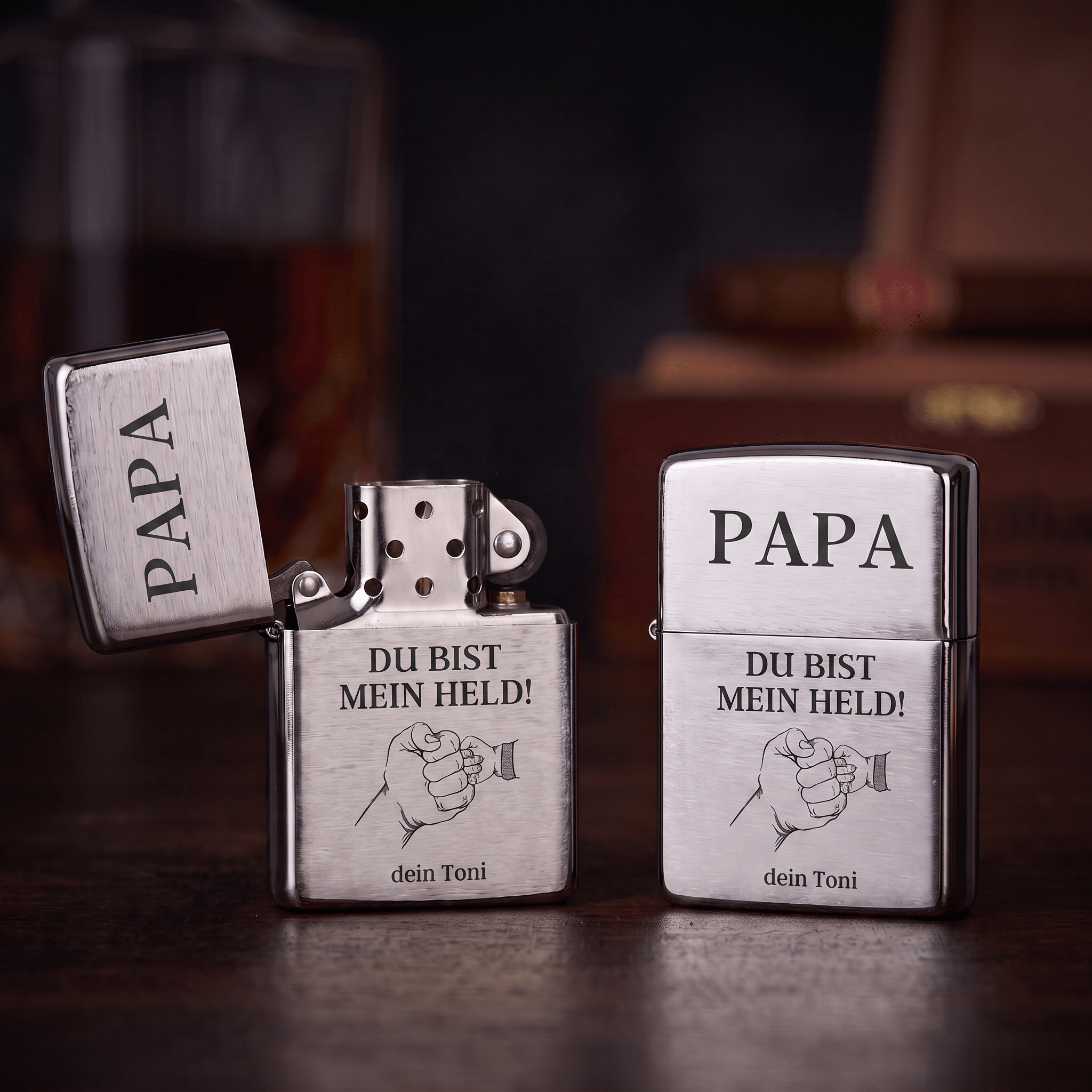 Feuerzeug mit Gravur Papa mein Held - Abenteuernah