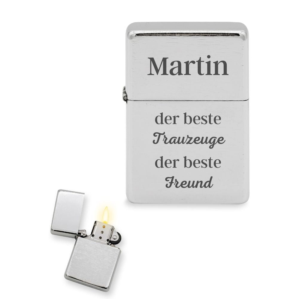 Feuerzeug mit Gravur Trauzeuge personalisiert - Abenteuernah
