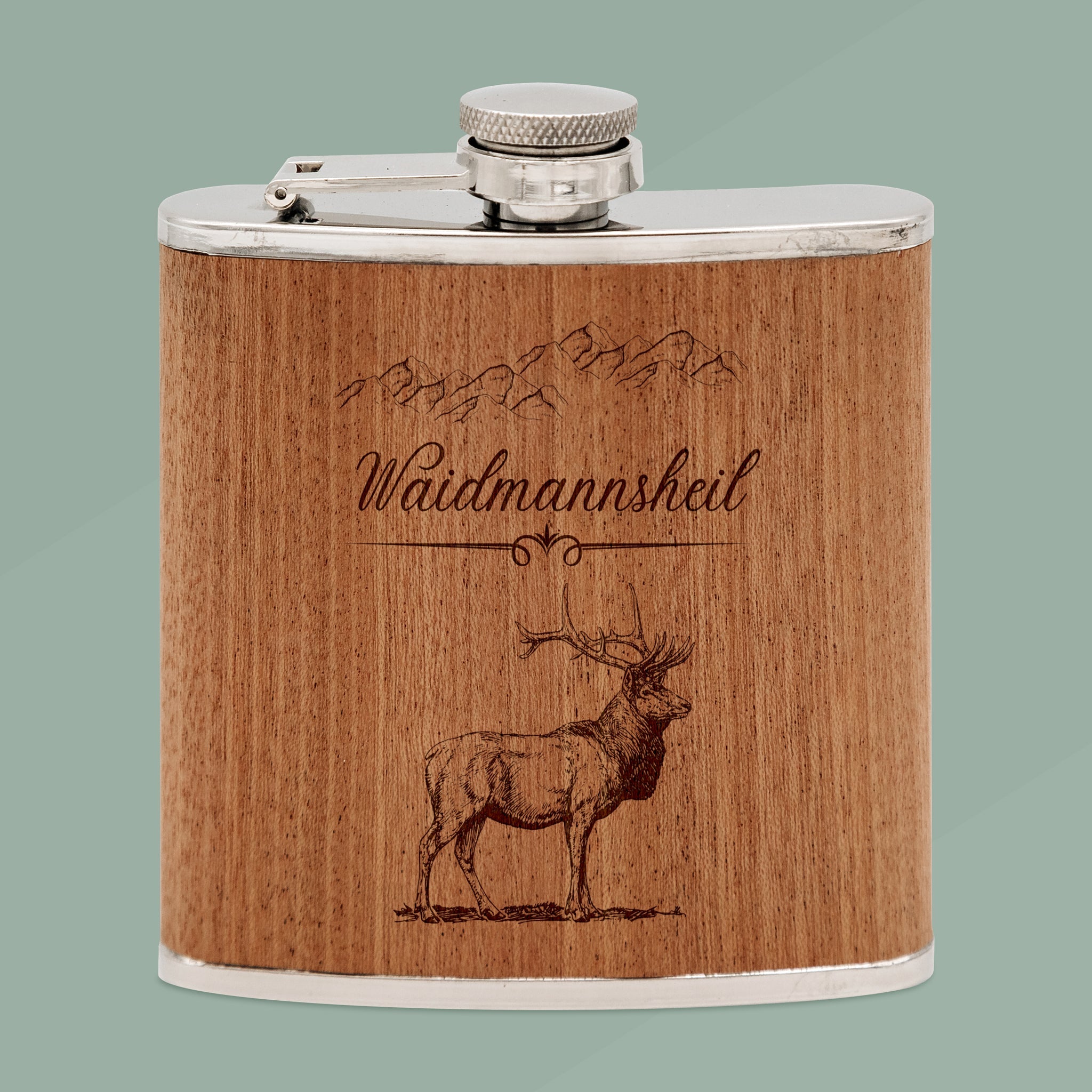 Flachmann Holz - Waidmannsheil Hirsch - Abenteuernah