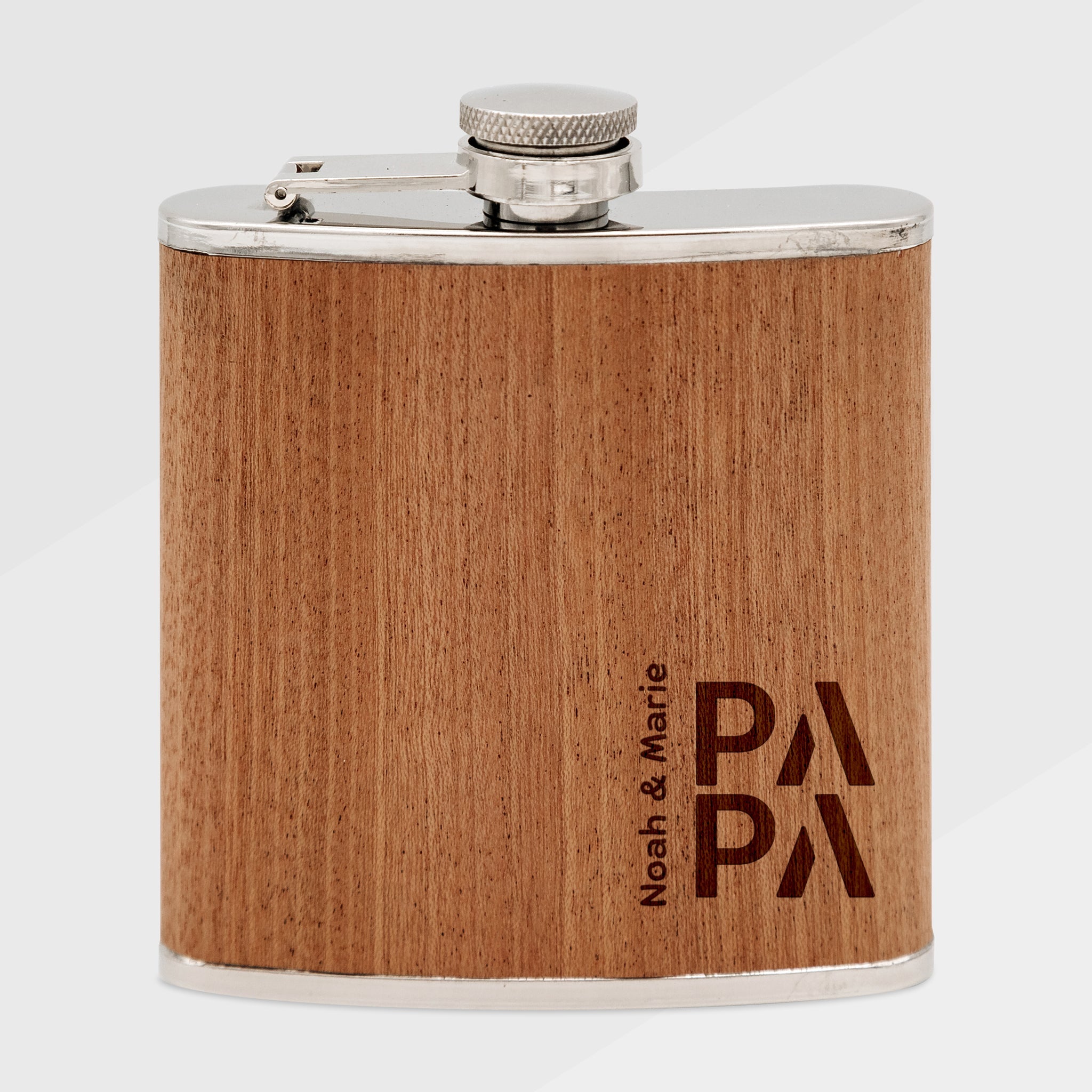 Flachmann personalisiert Holz - Papa Namen - Abenteuernah