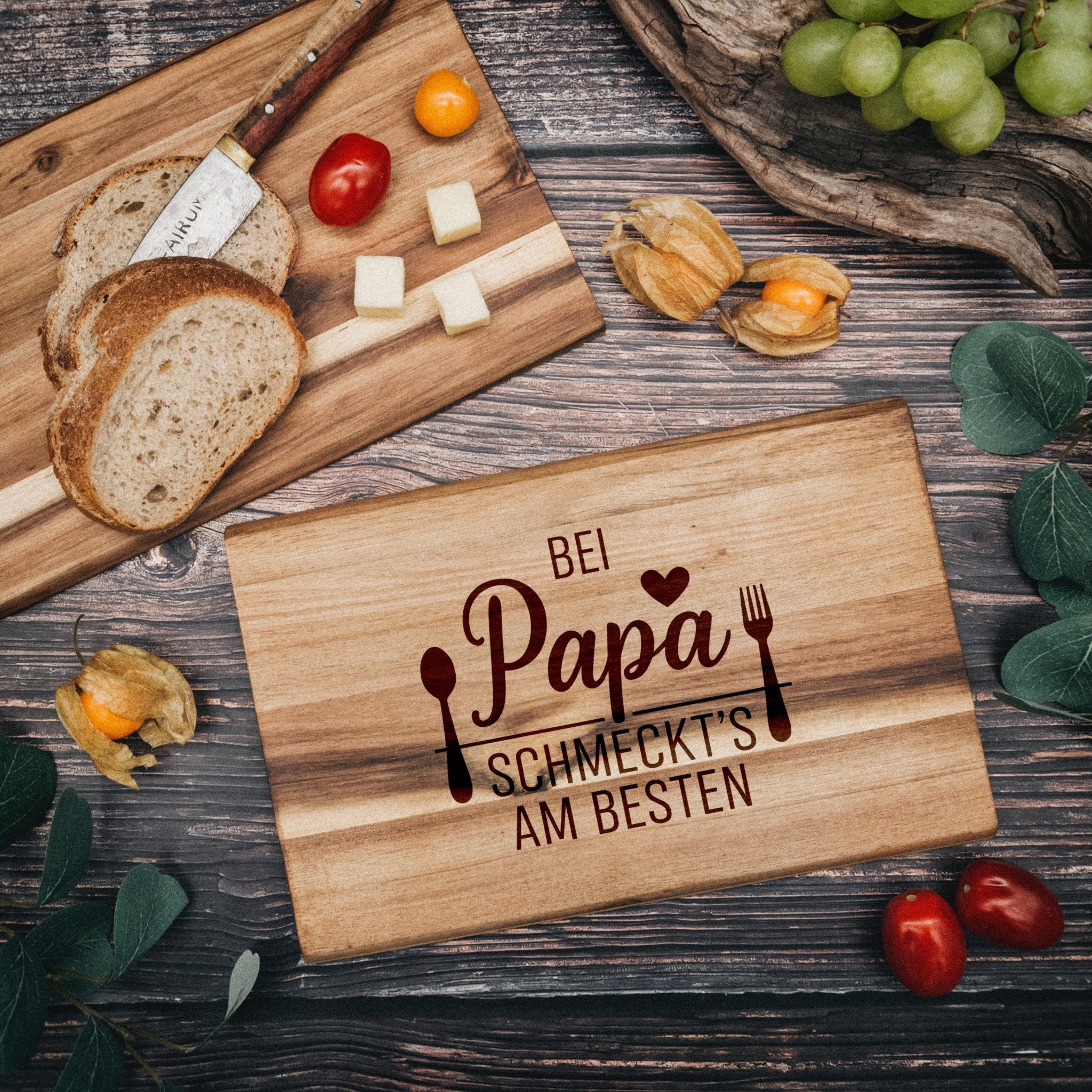 Frühstücksbrett Akazie - Bei Papa schmeckt's am Besten - Abenteuernah