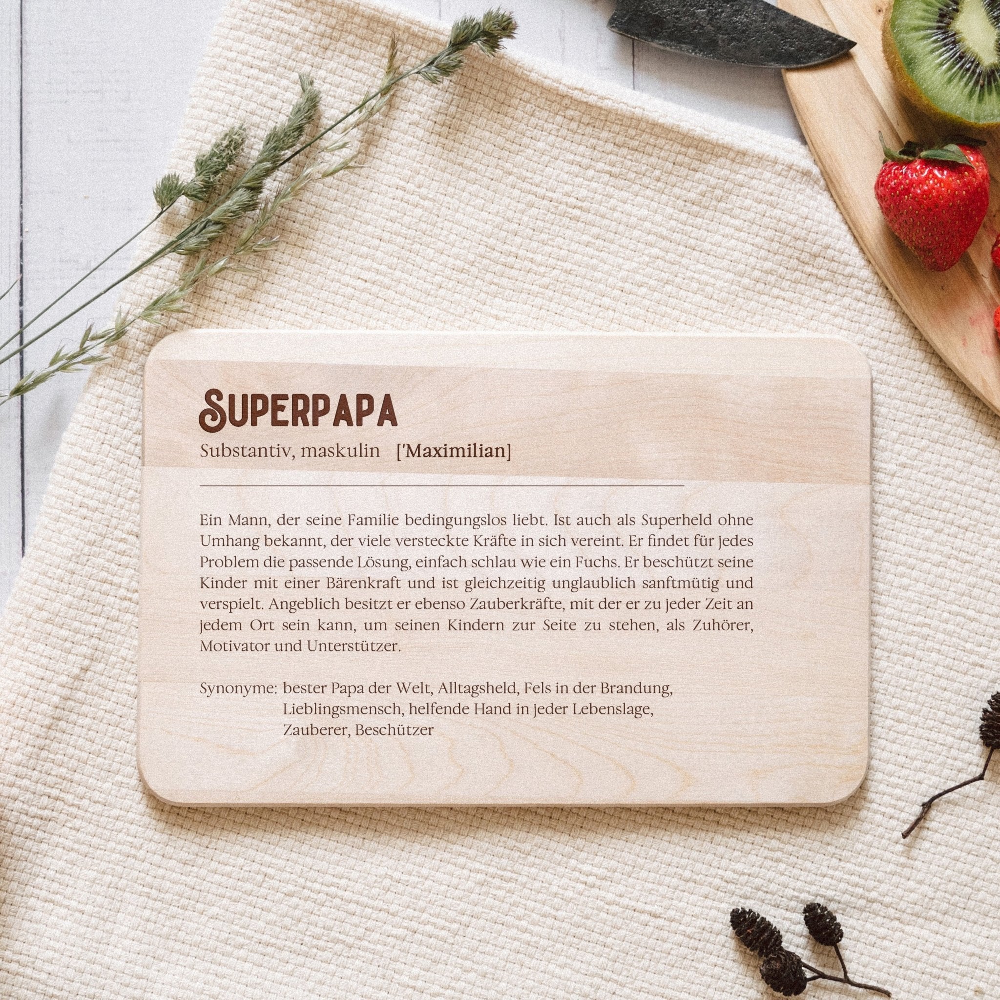 Frühstücksbrett Holz - Definition Superpapa - Abenteuernah