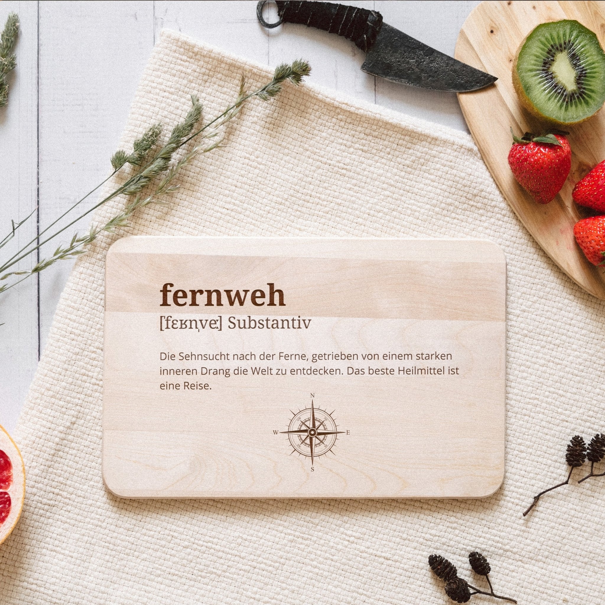Frühstücksbrett Holz - fernweh Definition - Abenteuernah