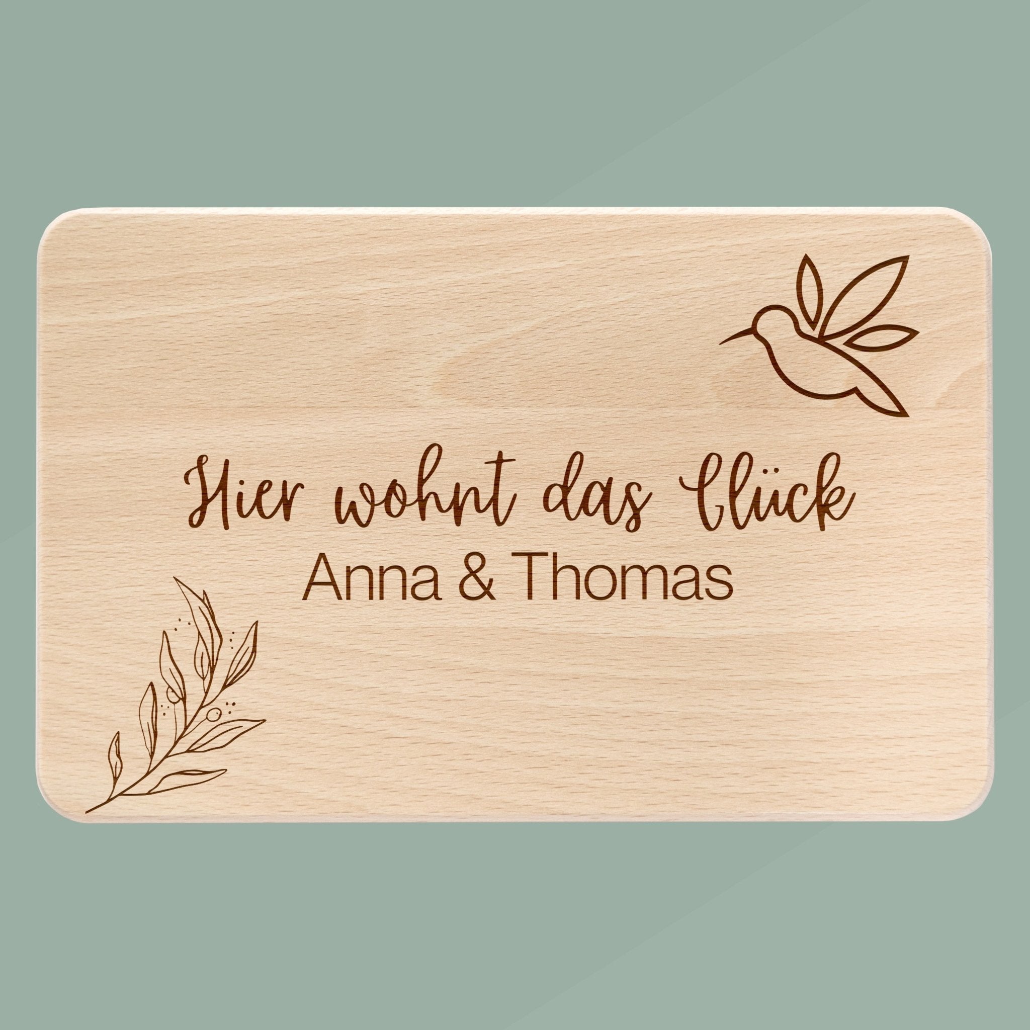 Frühstücksbrett Holz - Hier wohnt das Glück - Abenteuernah