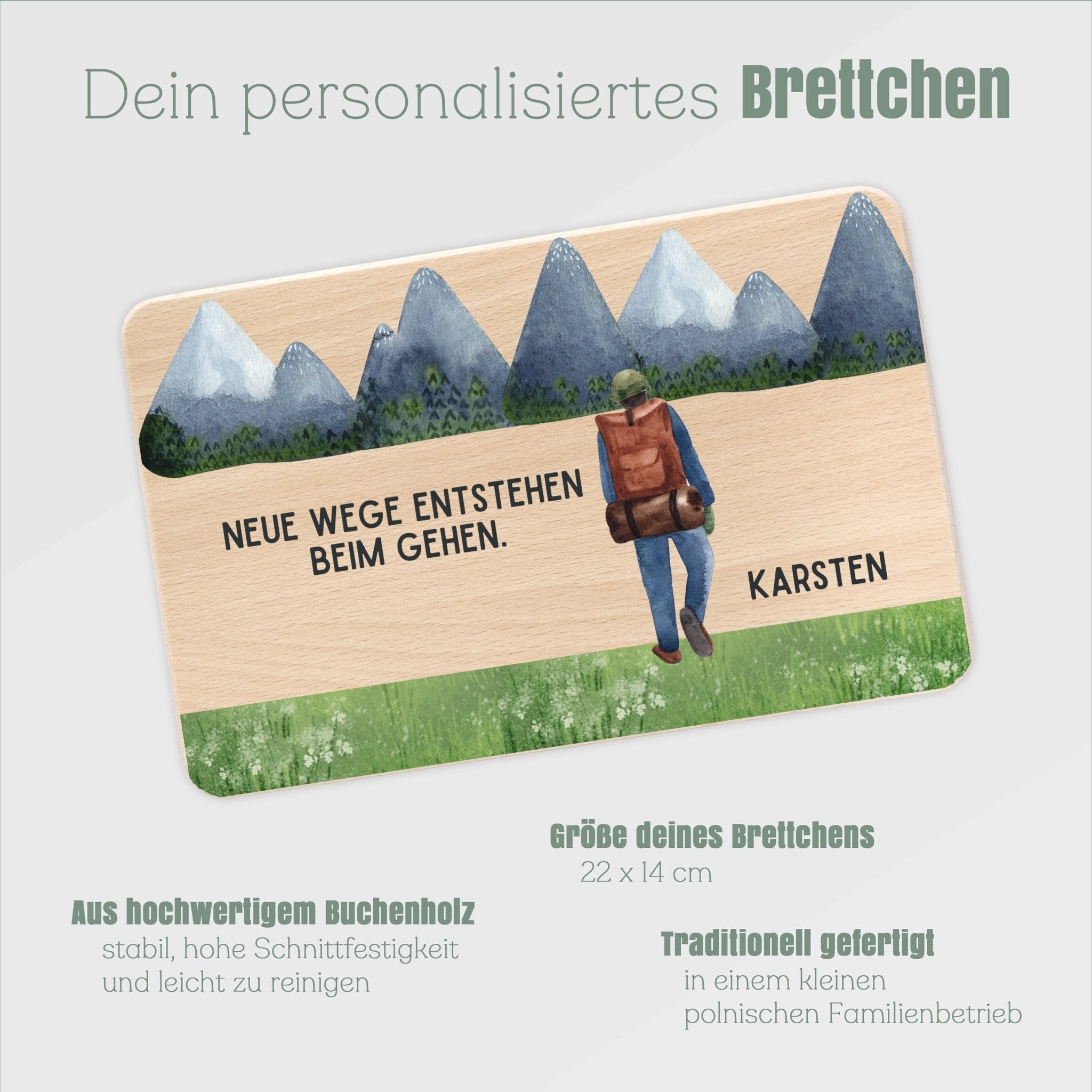 Frühstücksbrett Holz - Neue Wege entstehen farbig - Abenteuernah
