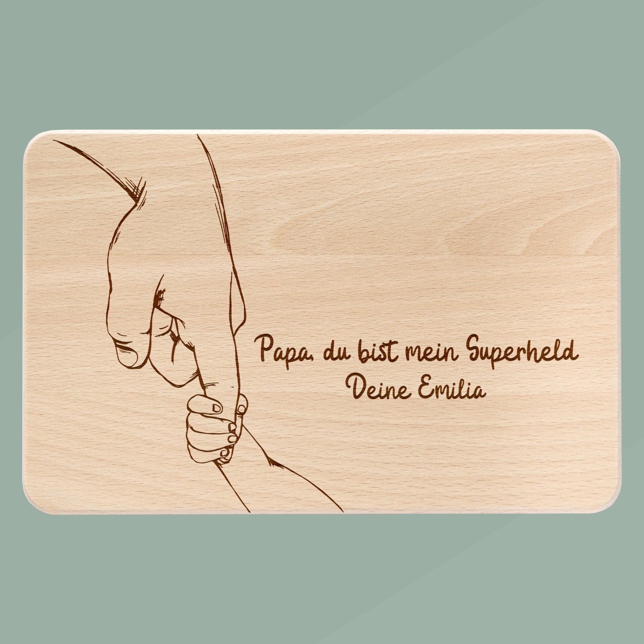 Frühstücksbrett Holz - Papa mein Superheld - Abenteuernah