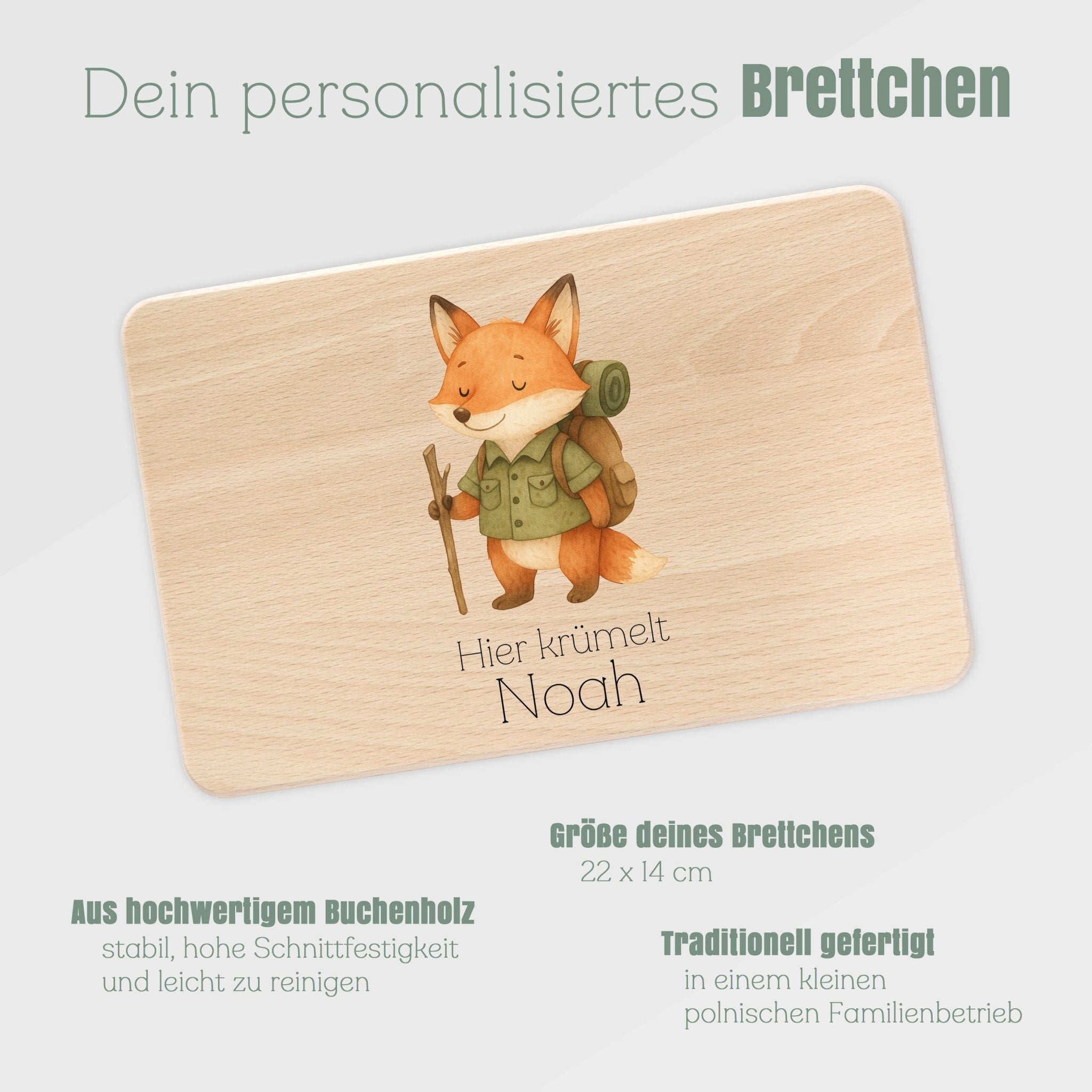 Frühstücksbrett Holz - Pfadfinder - Fuchs - Abenteuernah