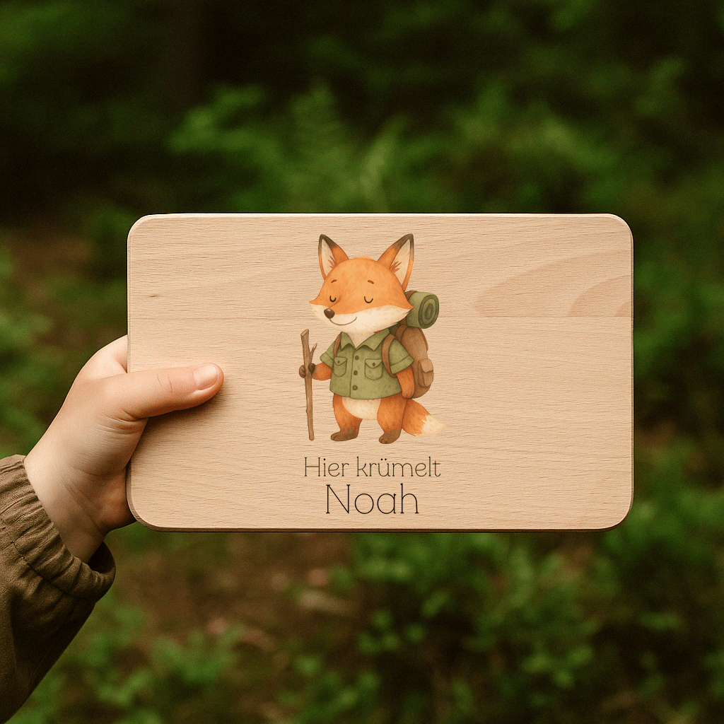 Frühstücksbrett Holz - Pfadfinder - Fuchs - Abenteuernah