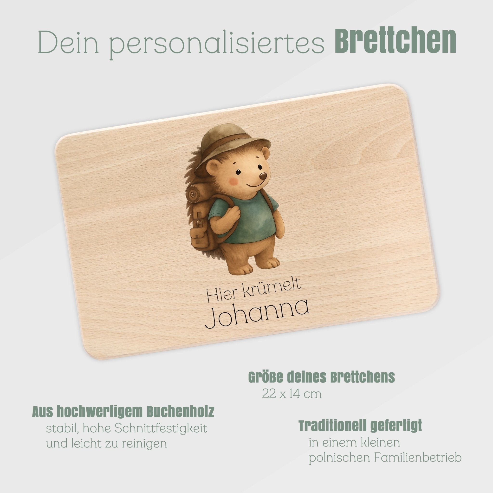 Frühstücksbrett Holz - Pfadfinder - Igel - Abenteuernah
