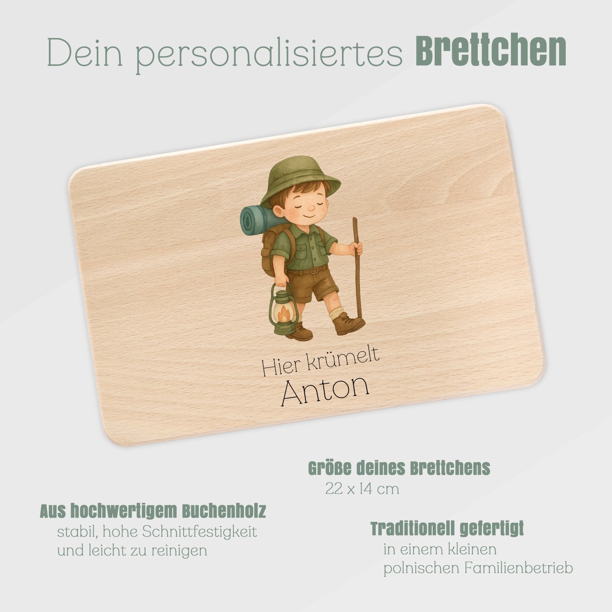 Frühstücksbrett Holz - Pfadfinder - Junge - Abenteuernah