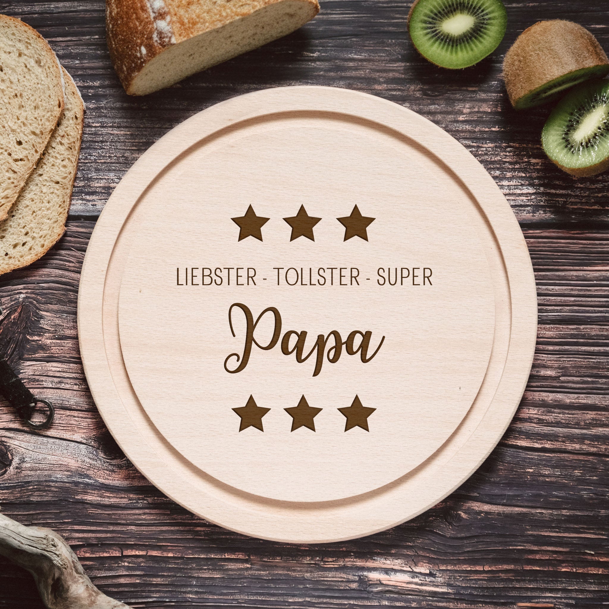 Geschenkset "Liebster, tollster, super Papa" - Wasserwaage, Zollstock, Rundes Brett - Abenteuernah
