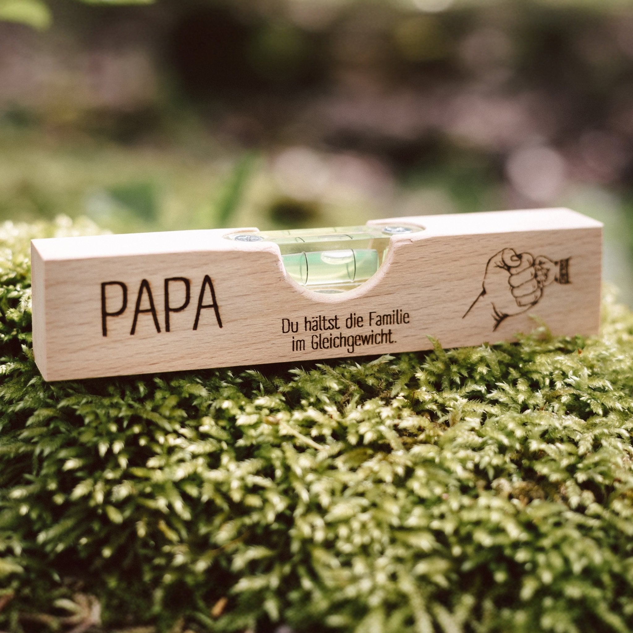 Geschenkset "Papa Superheld" - Wasserwaage, Zollstock, Rundes Brett - Abenteuernah