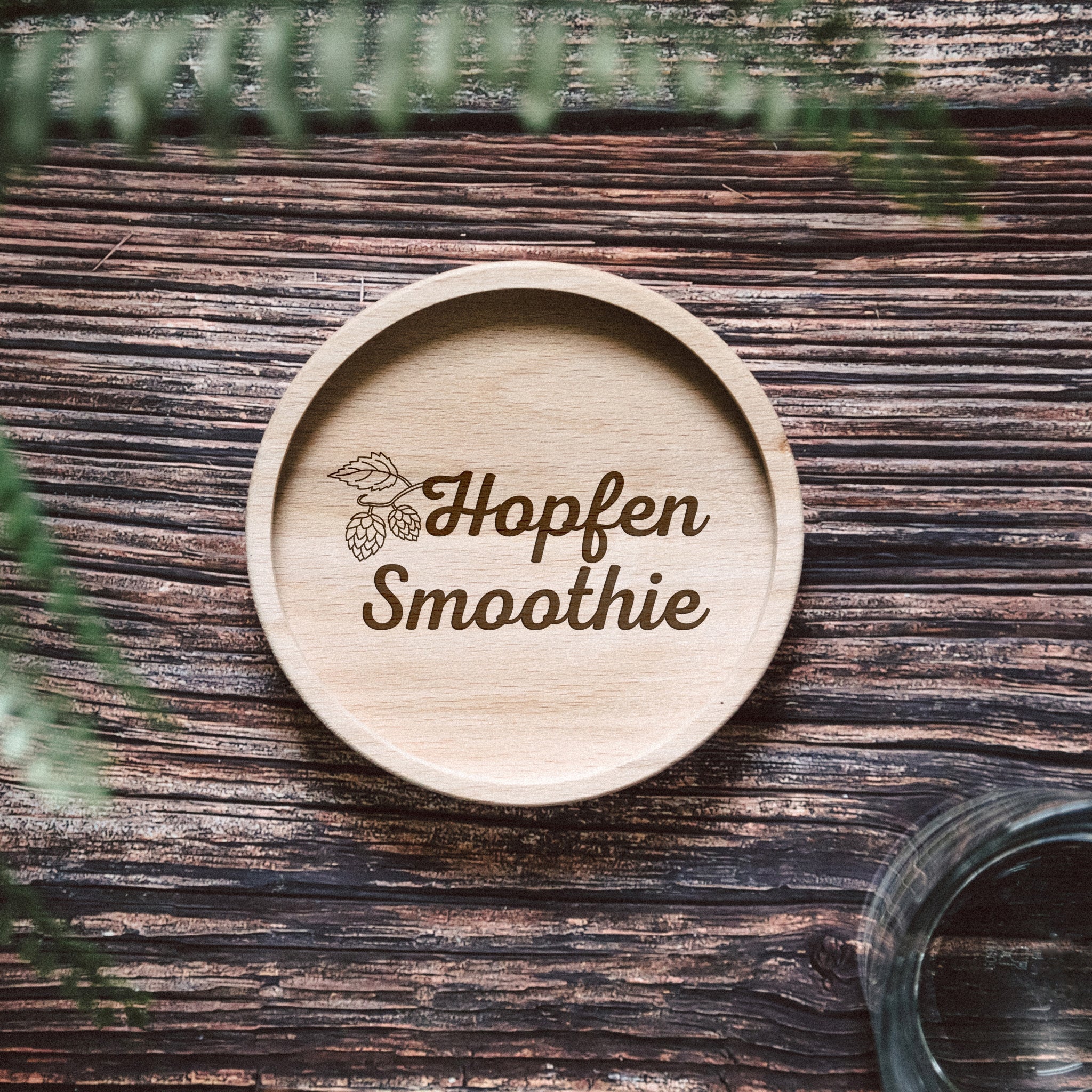 Glasuntersetzer Holz - Hopfen Smoothie - Abenteuernah