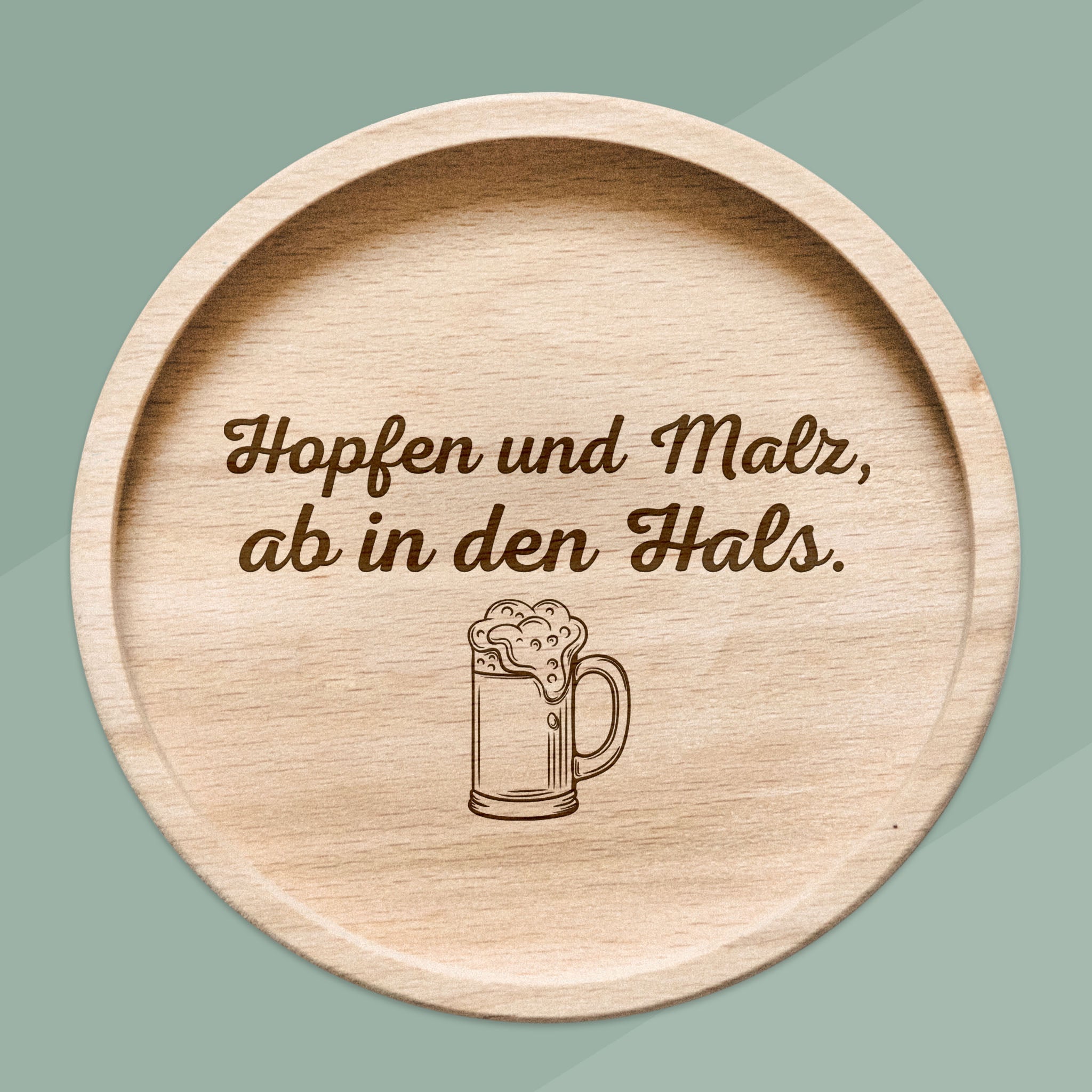 Glasuntersetzer Holz - Hopfen und Malz, ab in den Hals. - Abenteuernah