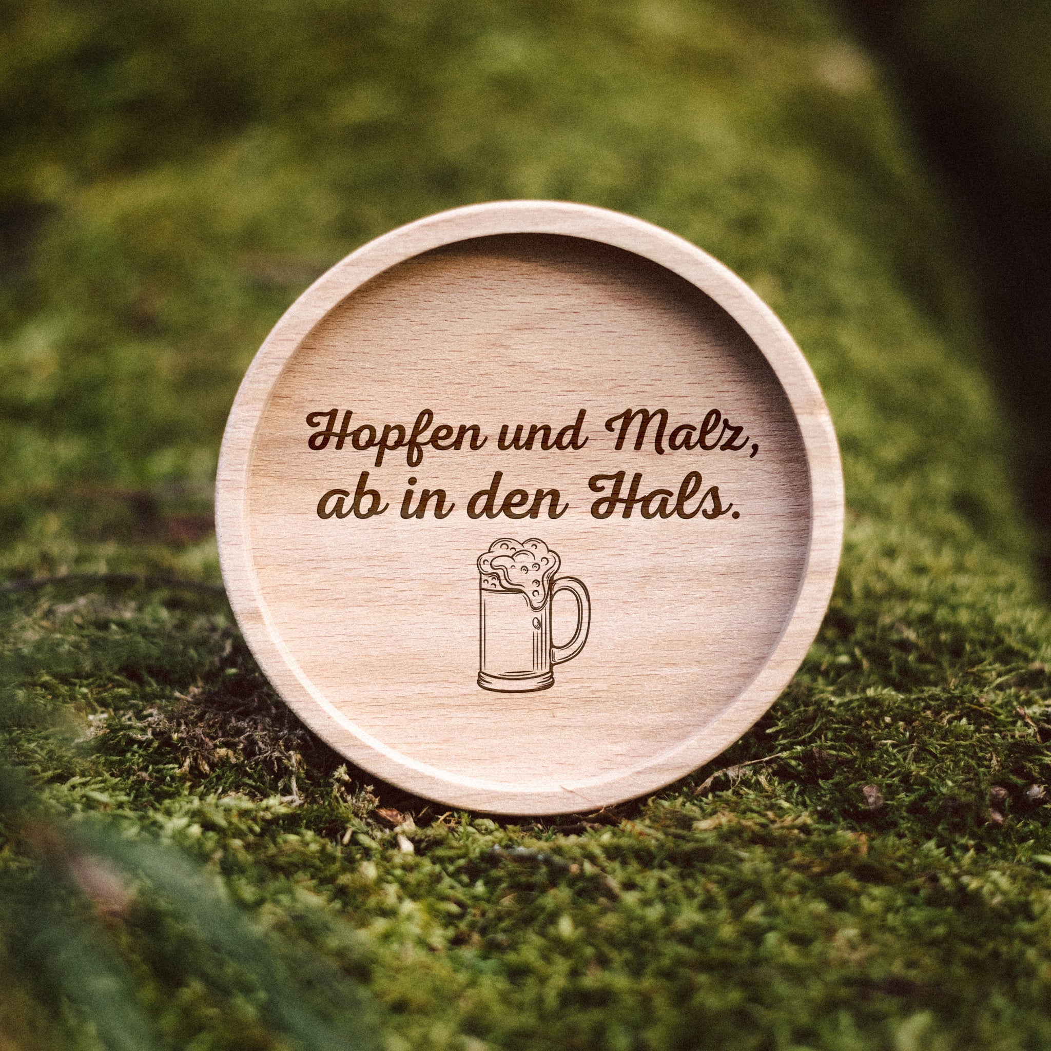 Glasuntersetzer Holz - Hopfen und Malz, ab in den Hals. - Abenteuernah