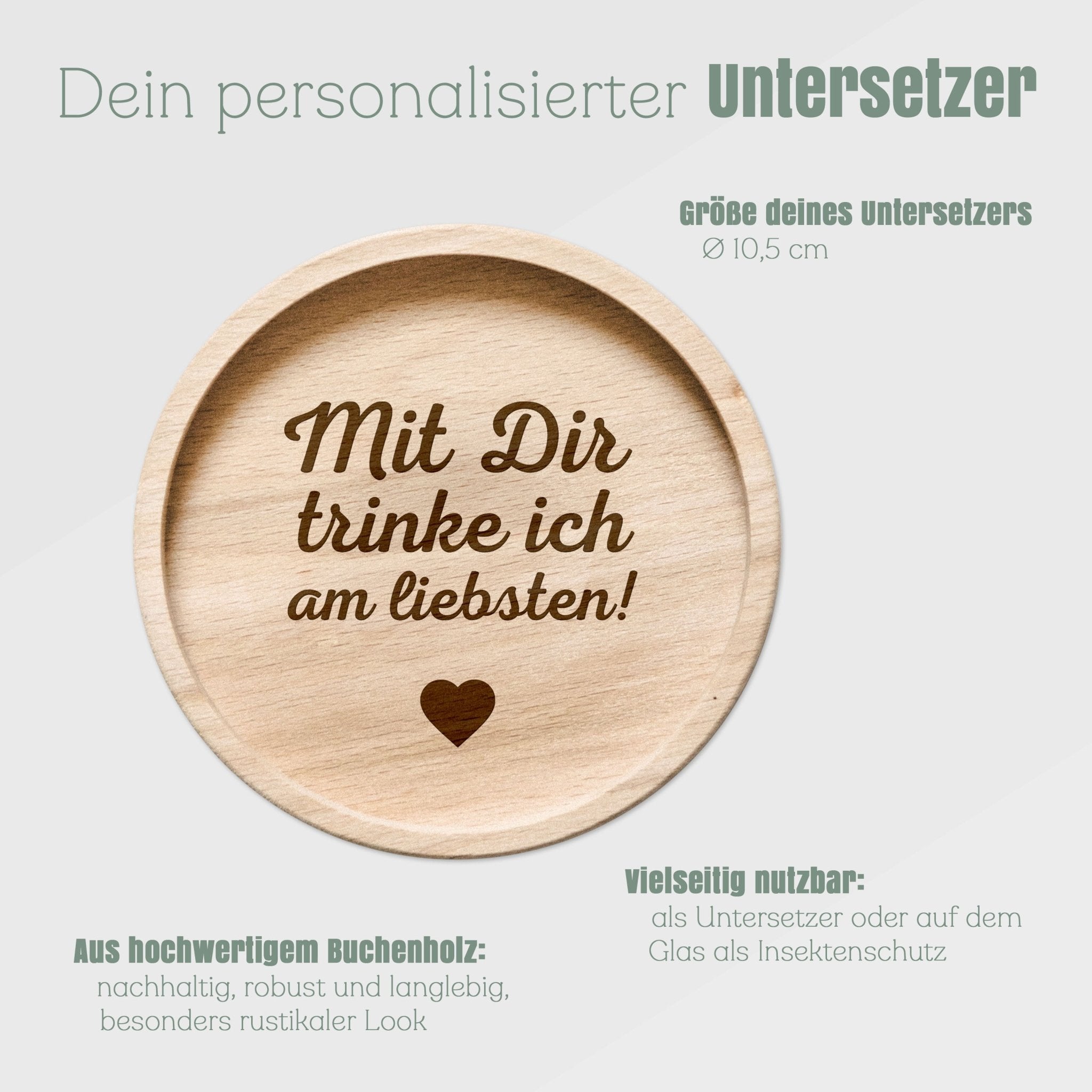 Glasuntersetzer Holz - Mit dir trinke ich am liebsten! - Abenteuernah