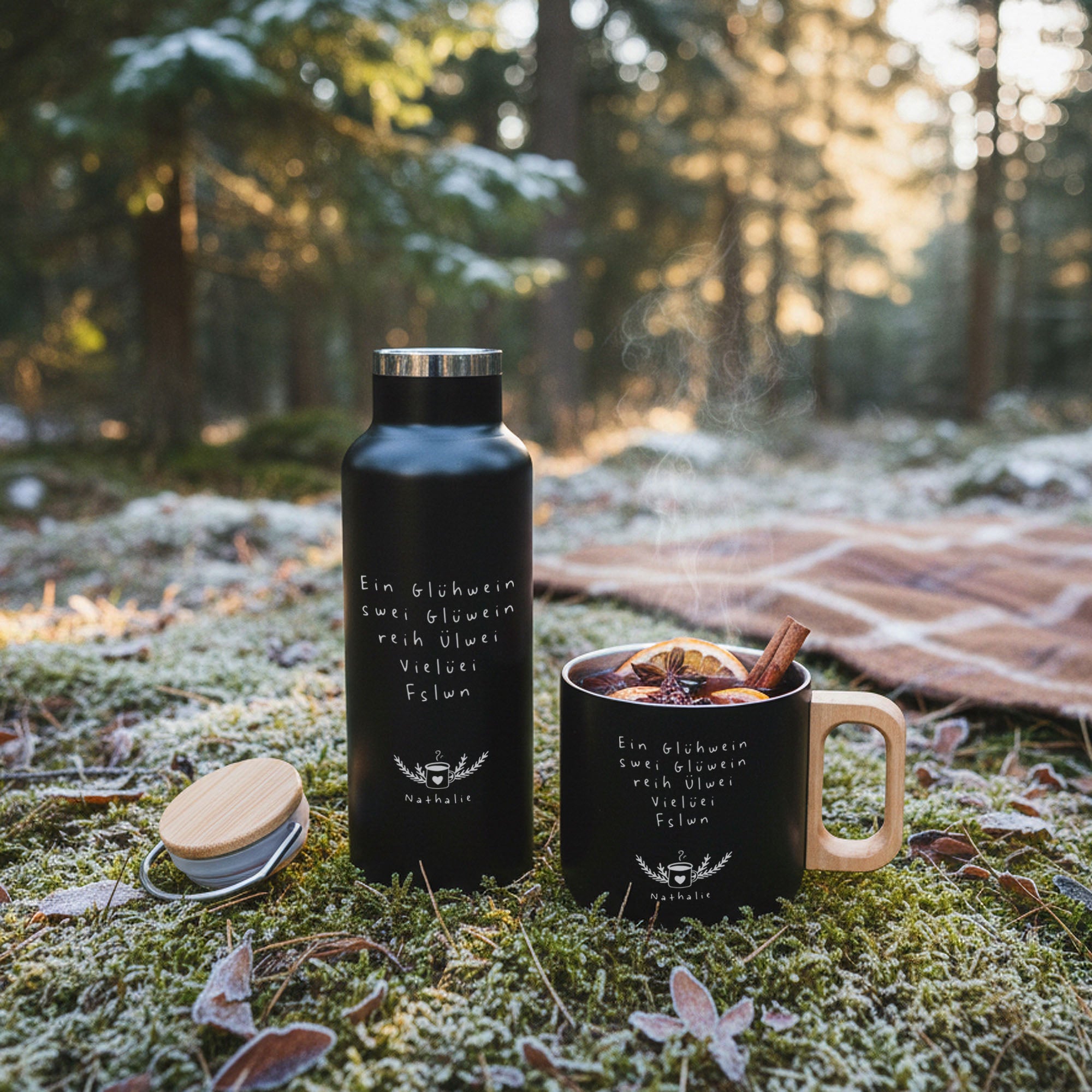 Glühwein - Set Thermobecher & Thermosflasche - Abenteuernah