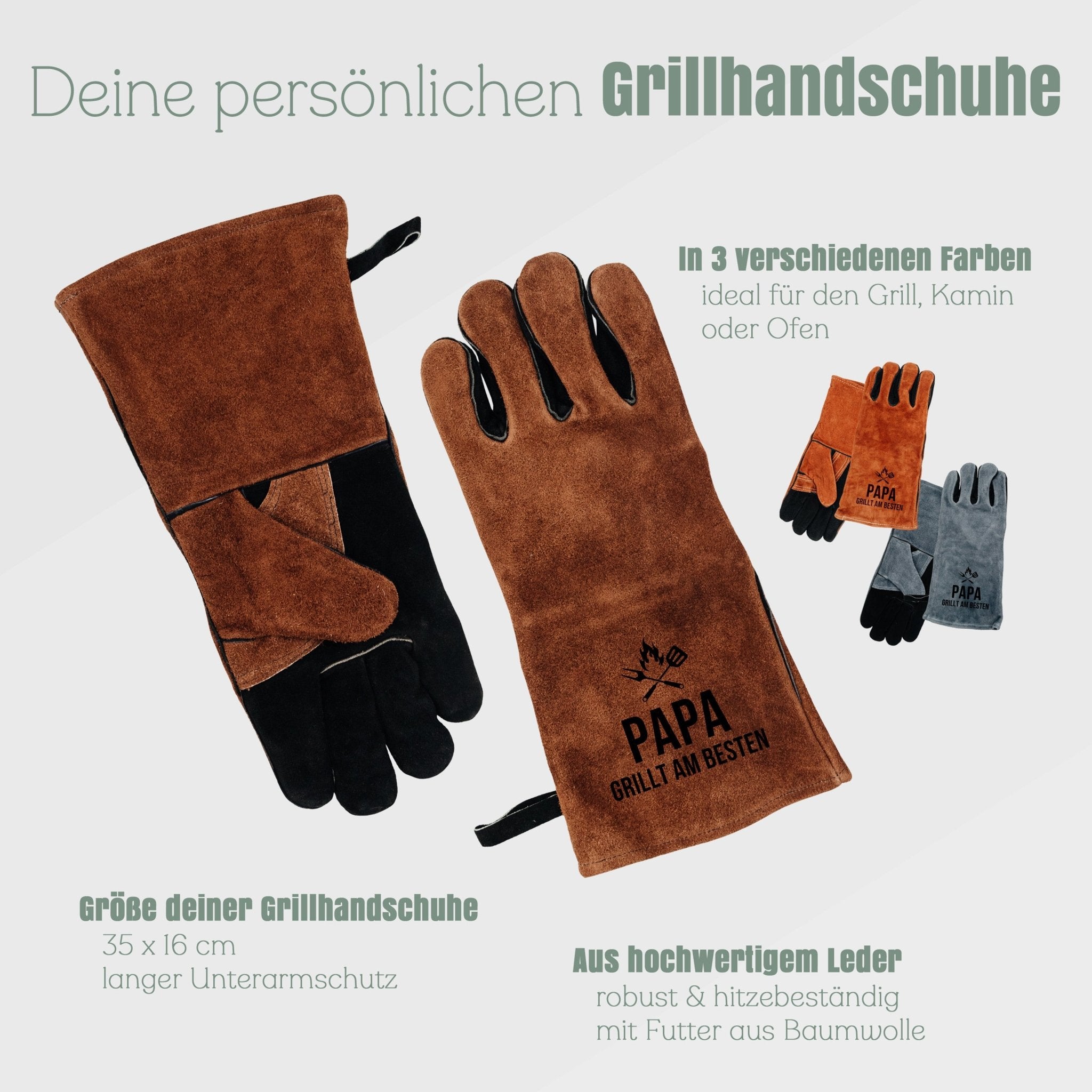 Grillhandschuh Leder - Papa grillt am Besten - Abenteuernah