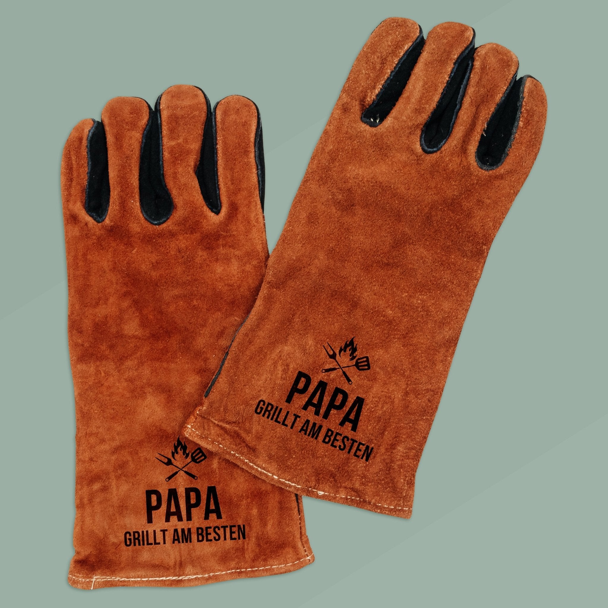 Grillhandschuh Leder - Papa grillt am Besten - Abenteuernah
