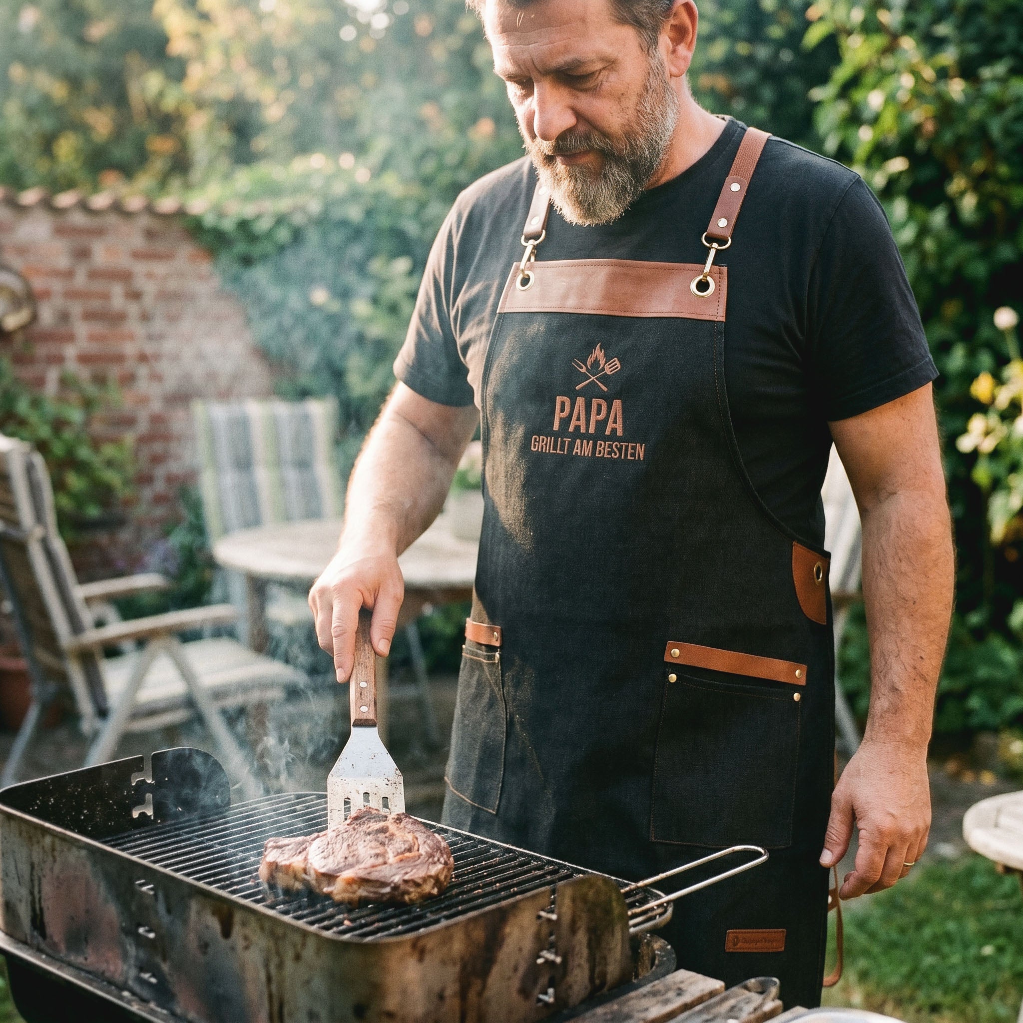Grillschürze mit Stick - Grillt am Besten - Abenteuernah