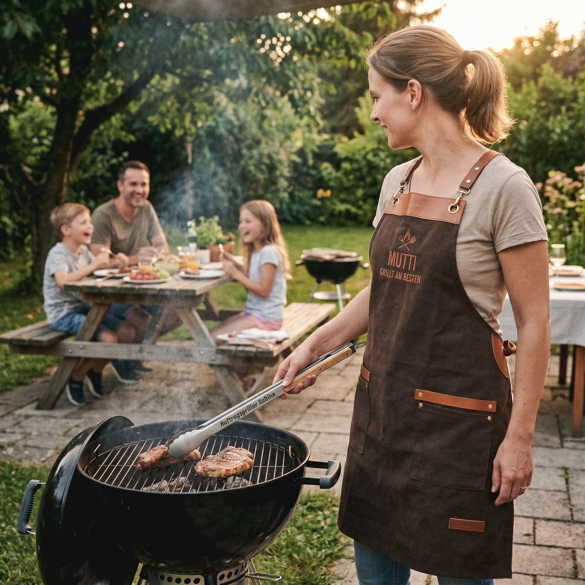 Grillset Grillschürze und Grillzange - Auftragsgriller - Abenteuernah