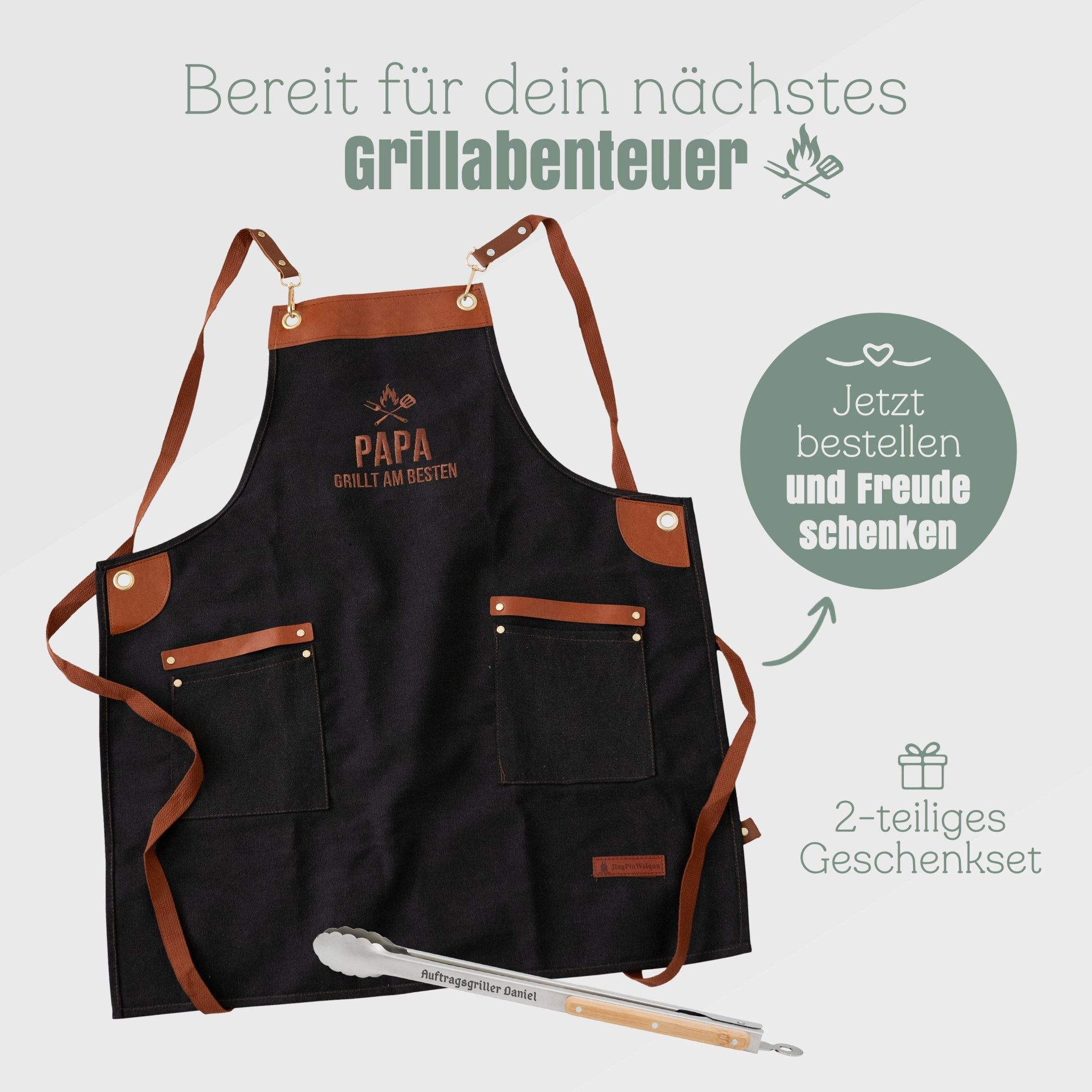 Grillset Grillschürze und Grillzange - Auftragsgriller - Abenteuernah