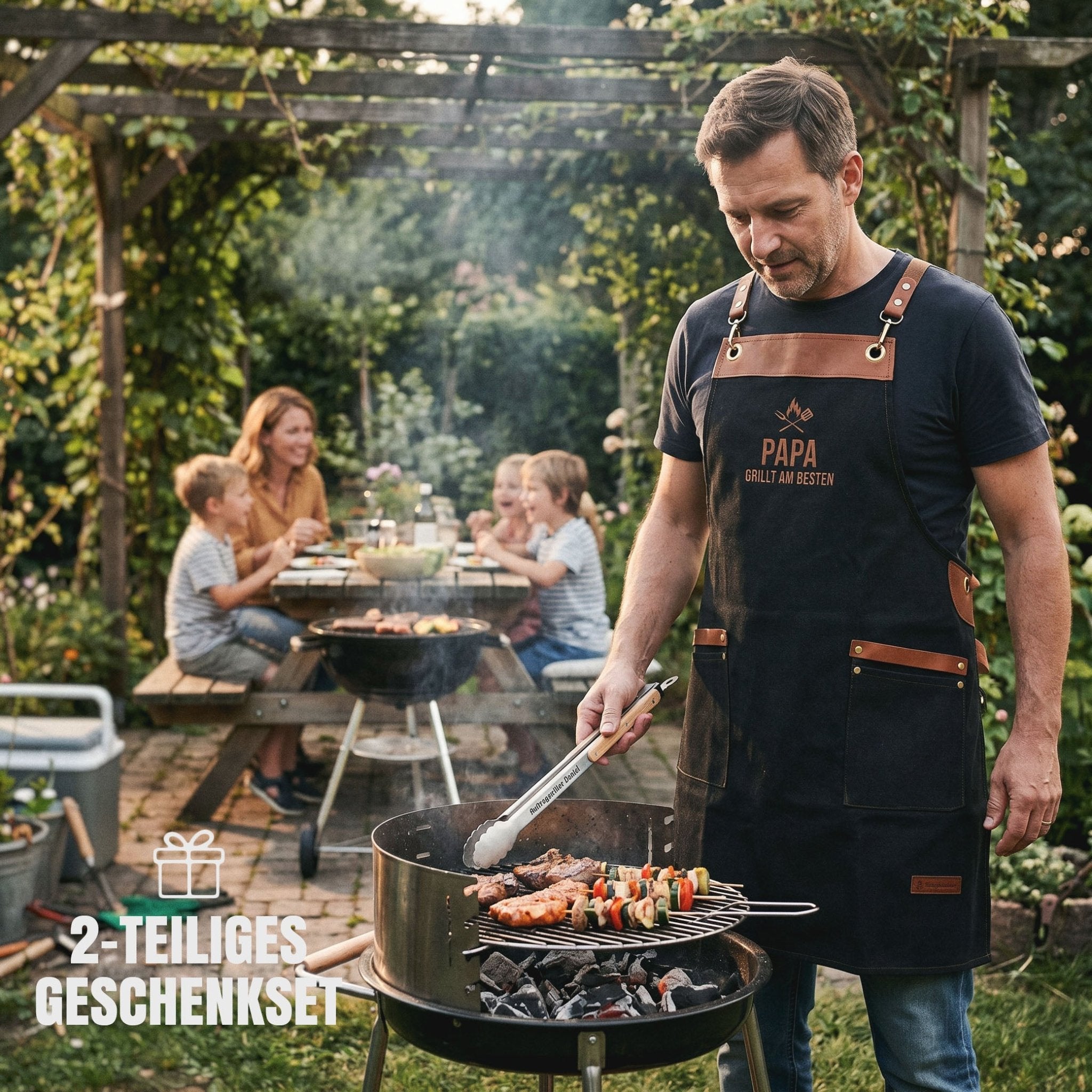 Grillset Grillschürze und Grillzange - Auftragsgriller - Abenteuernah