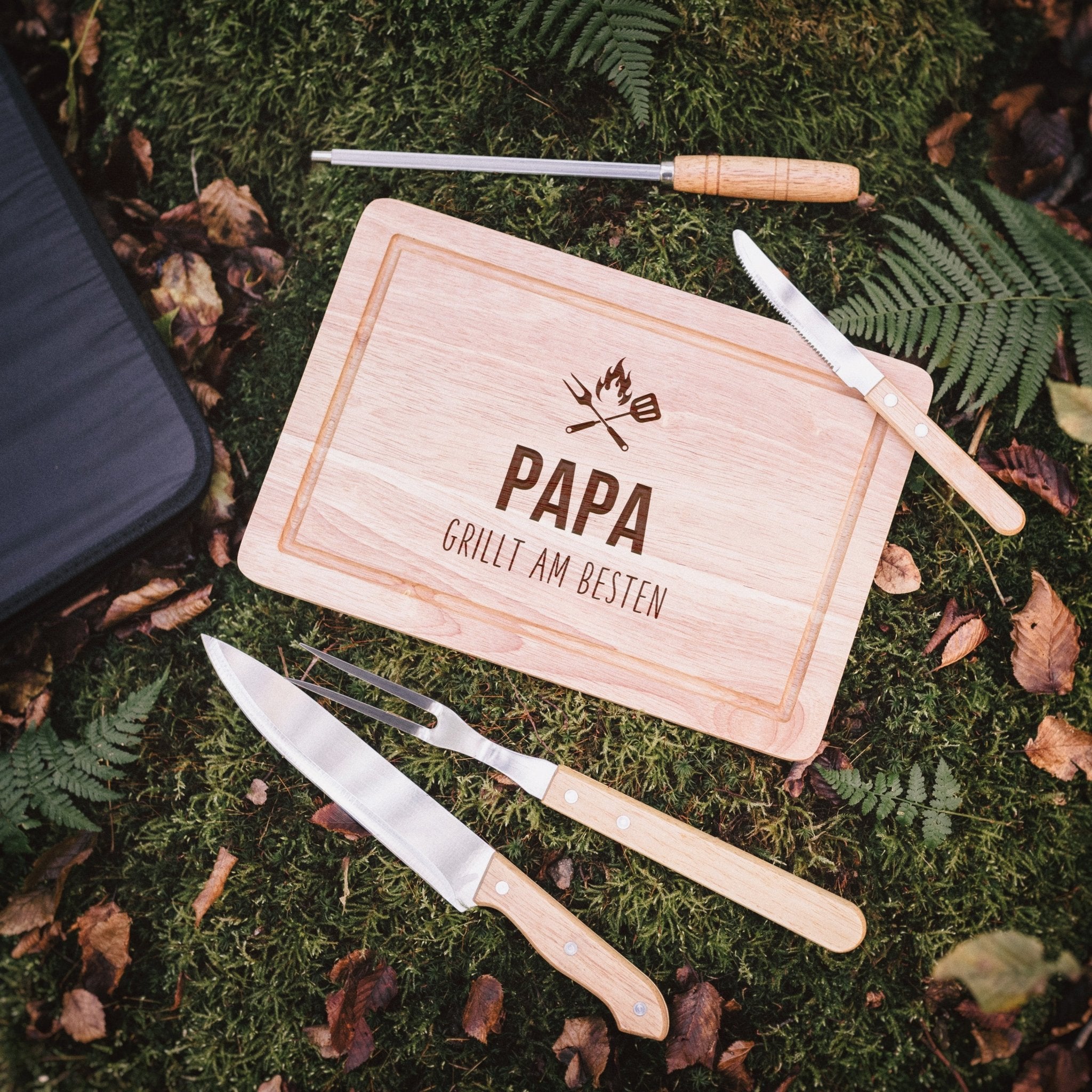 Grillset Handschuhe & Tasche - Papa grillt am Besten - Abenteuernah