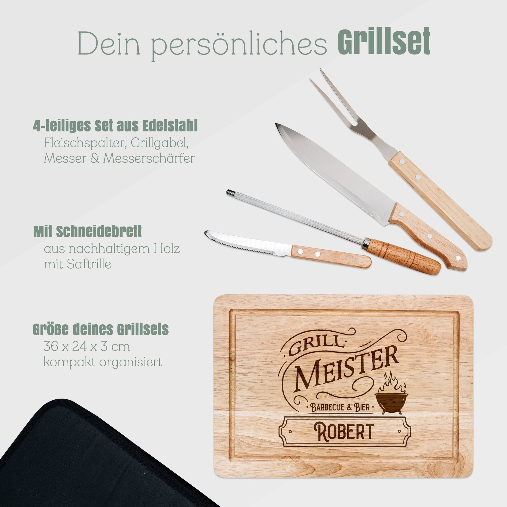 Grillset und Tasche - Vintage Grillmeister - Abenteuernah