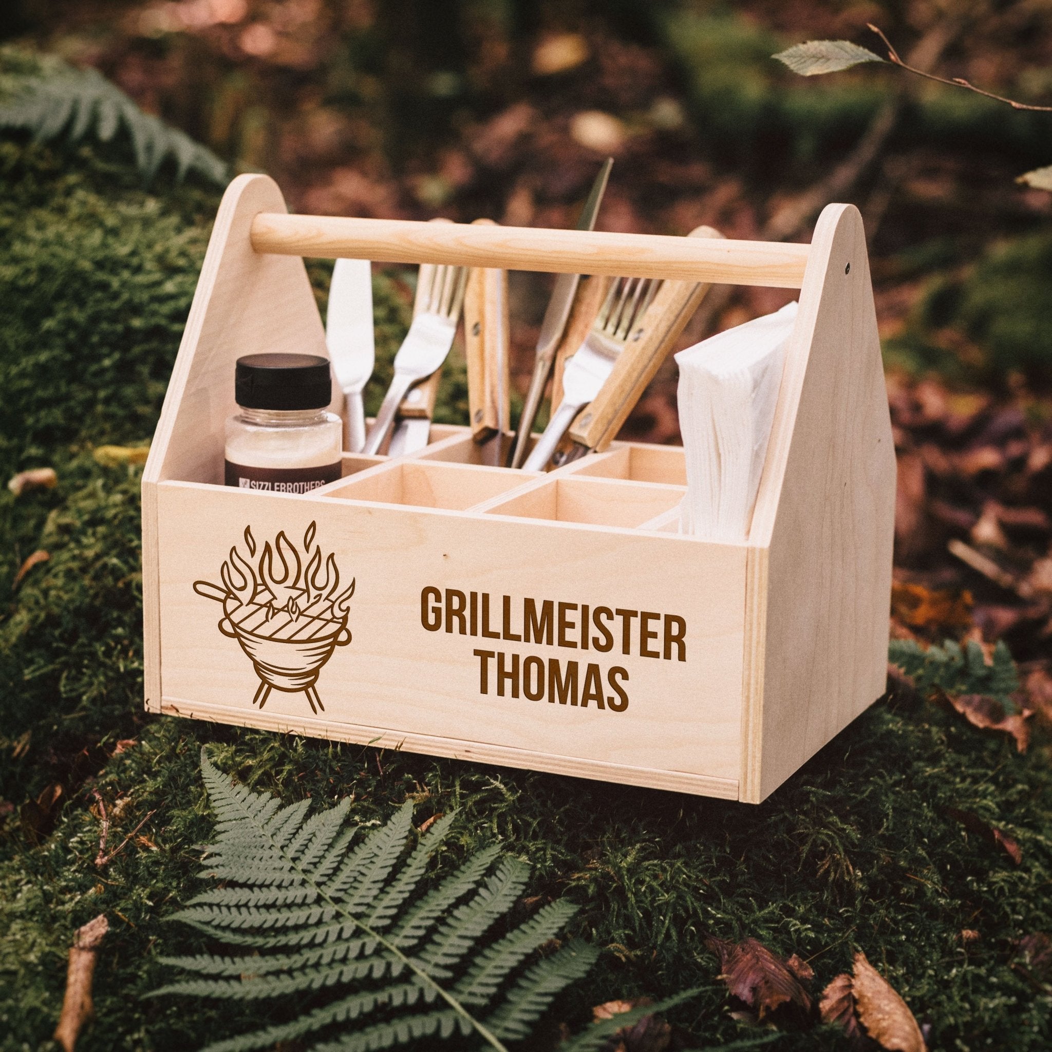 Grillset Warmhalteplatte und Grill - Caddy - Grillmeister - Abenteuernah