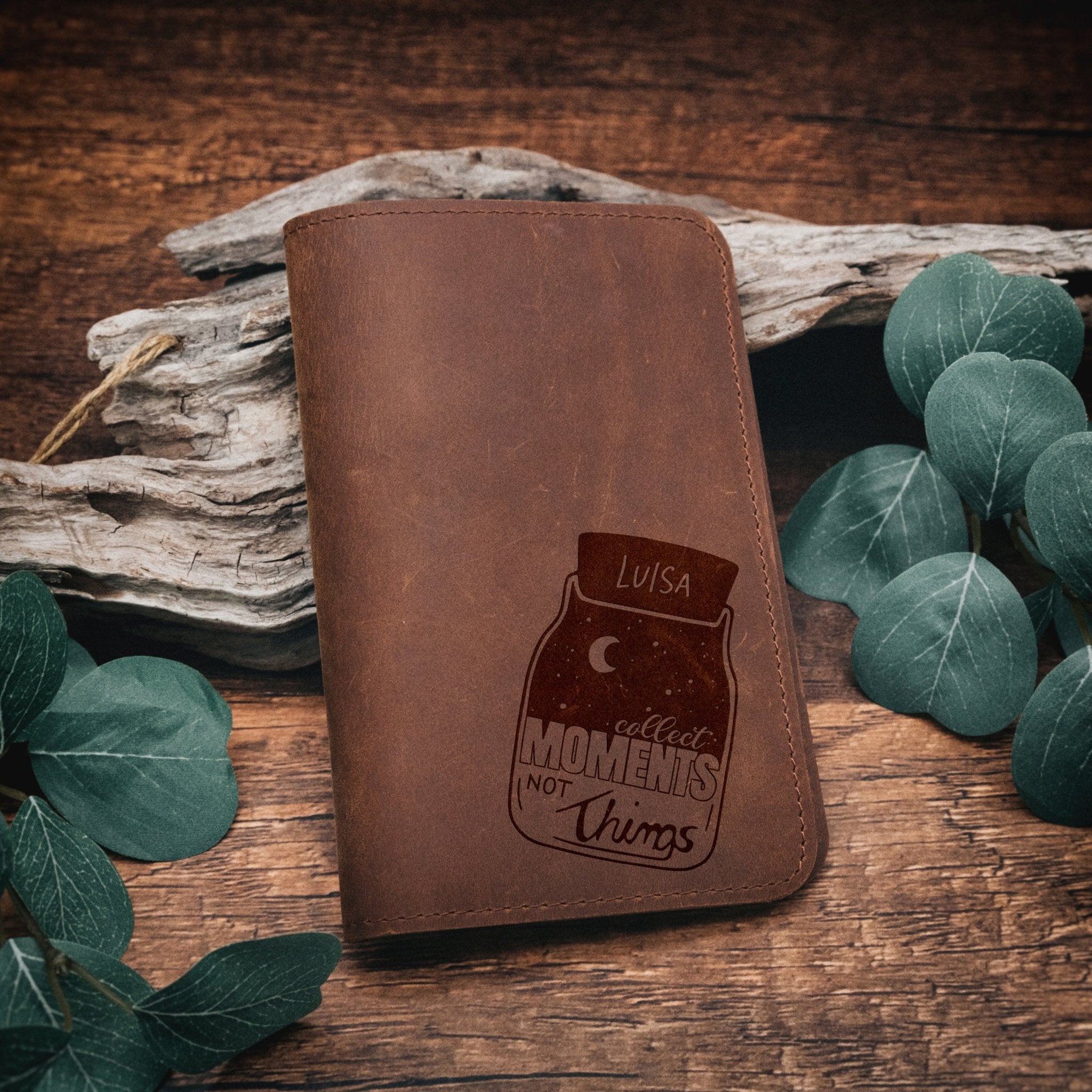 Journal aus echtem Leder - Reisemotive + Wunschname - Abenteuernah